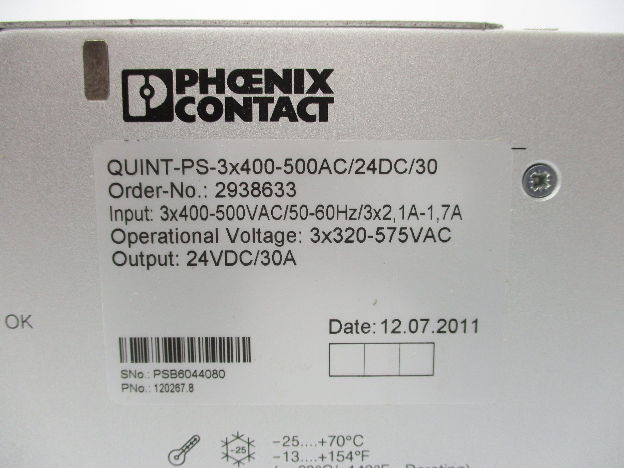 PHOENIX CONTACT QUINT-PS-3X400-500AC/24DC/30 NSMP