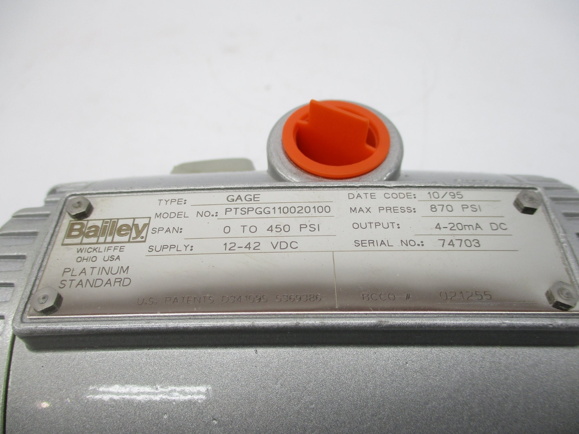 BAILEY CONTROLS PTSPGG110020100 0-450PSI NSMP