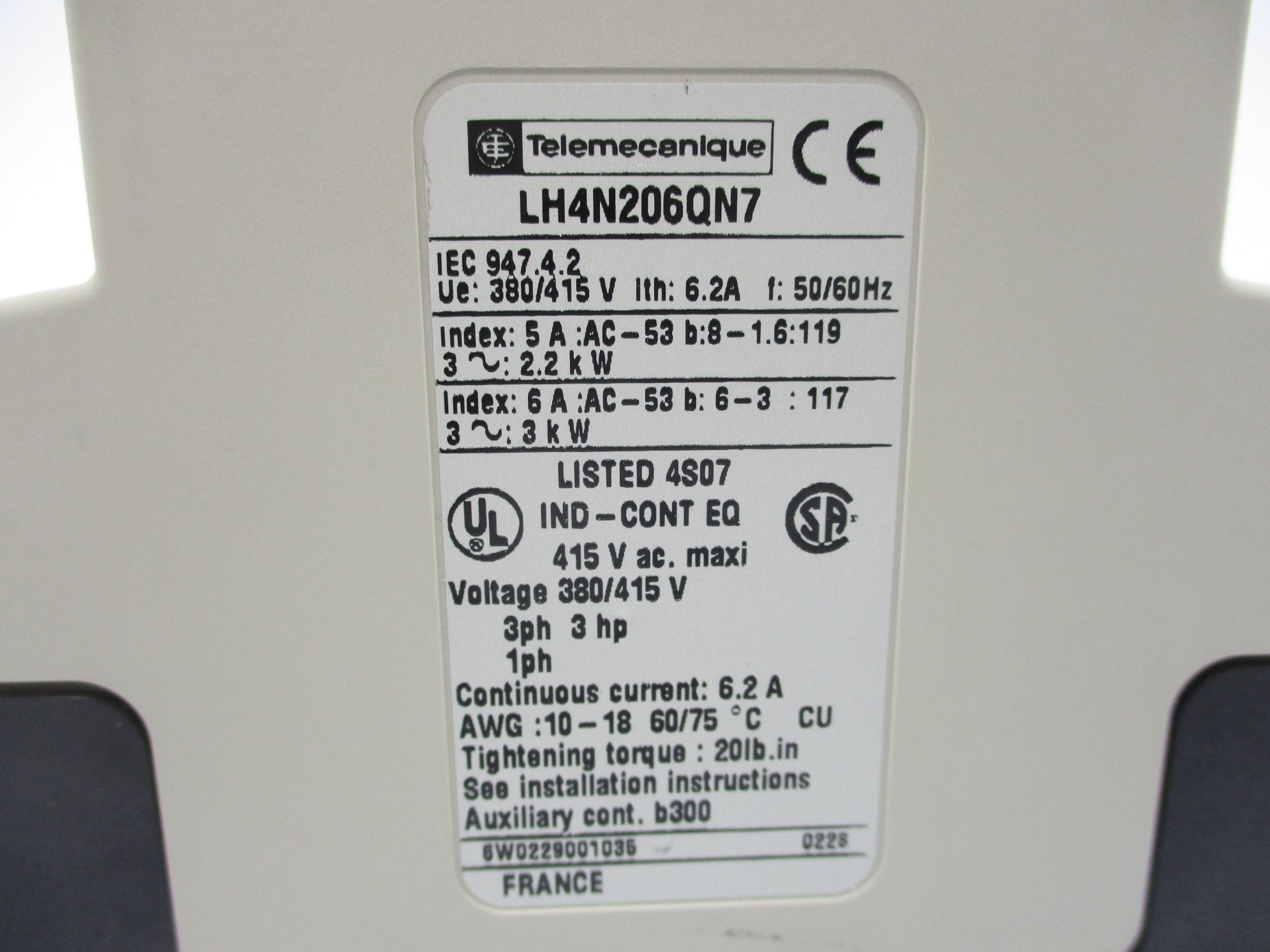 TELEMECANIQUE LH4N206QN7 415V 6A NSMP