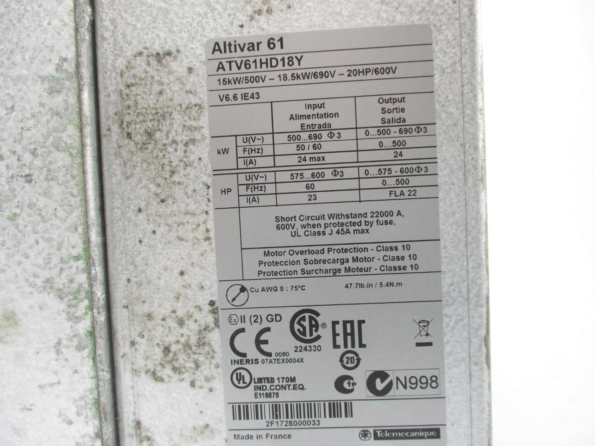 SCHNEIDER ELECTRIC ATV61HD18Y UNMP