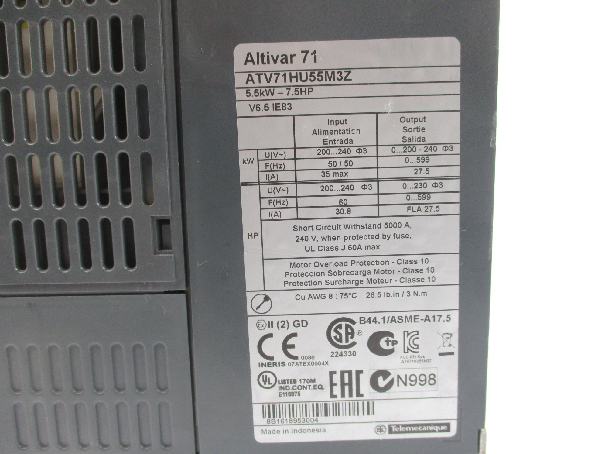SCHNEIDER ELECTRIC ATV71HU55M3Z UNMP