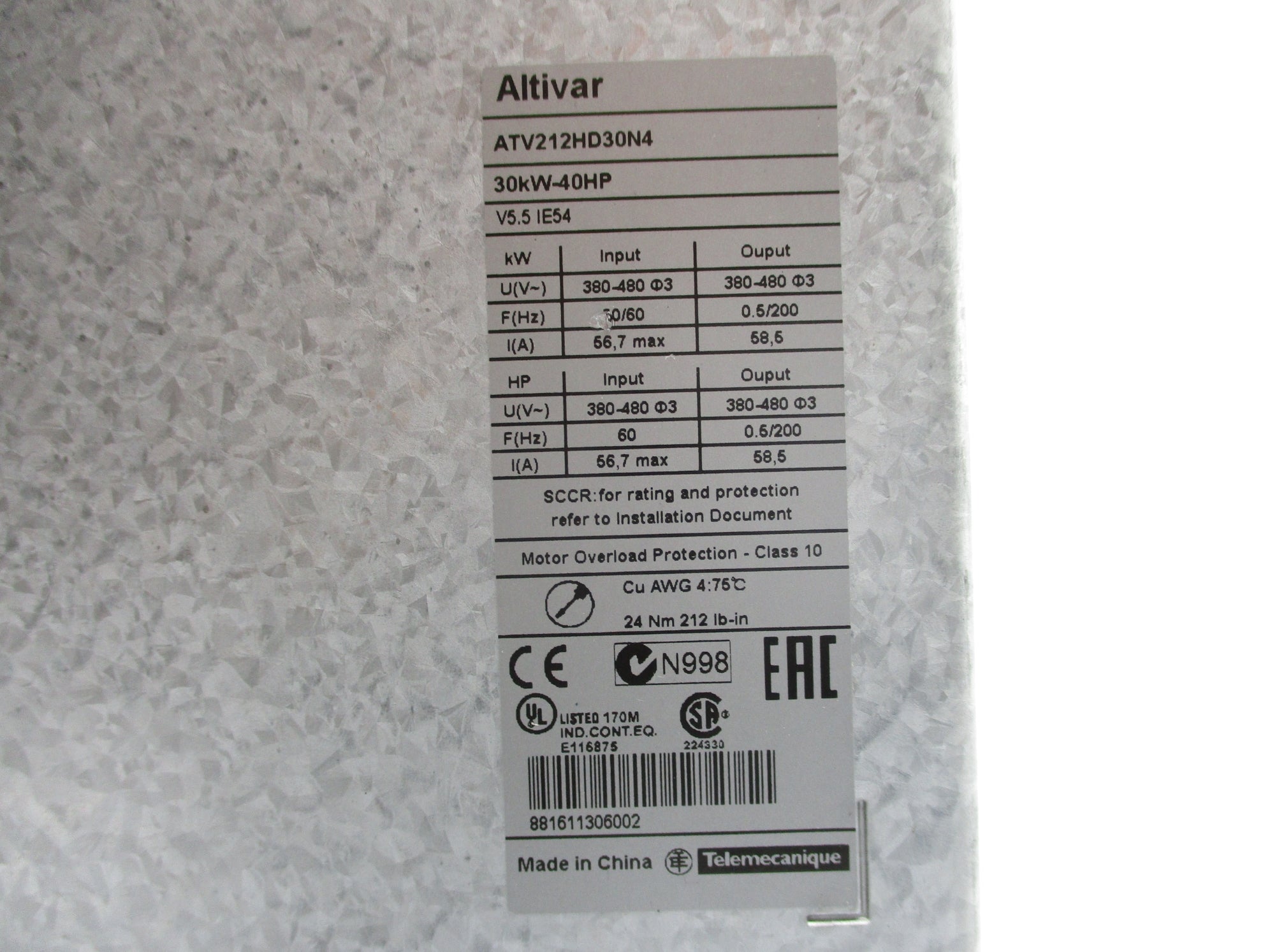 SCHNEIDER ELECTRIC ATV212HD30N4 NSNP