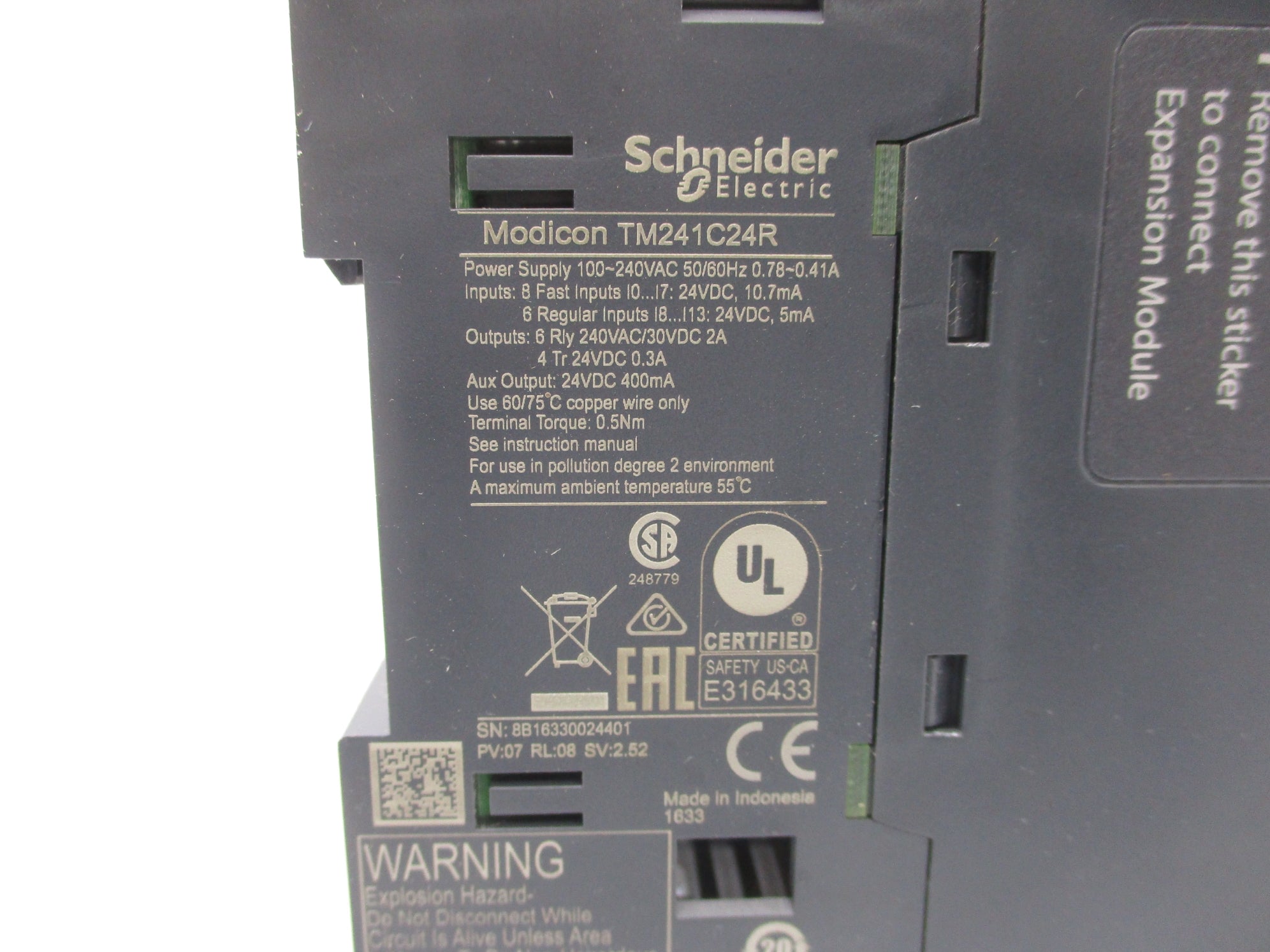 SCHNEIDER ELECTRIC TM241C24R (AS PICTURED) NSNP