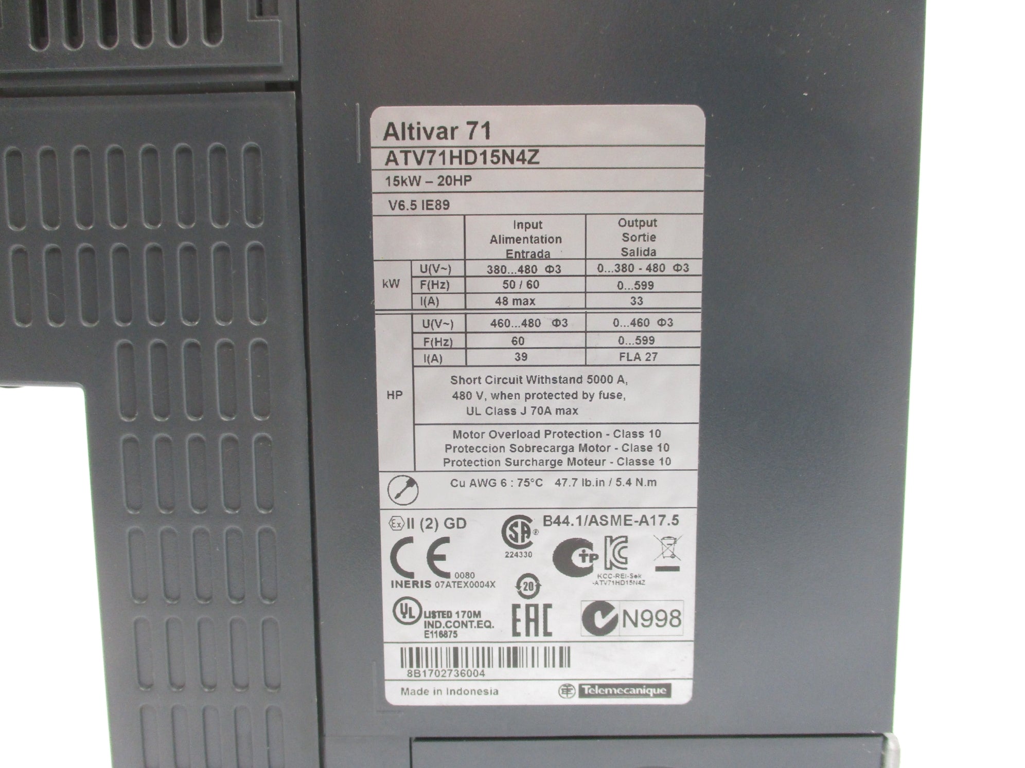 SCHNEIDER ELECTRIC ATV71HD15N4Z NSNP