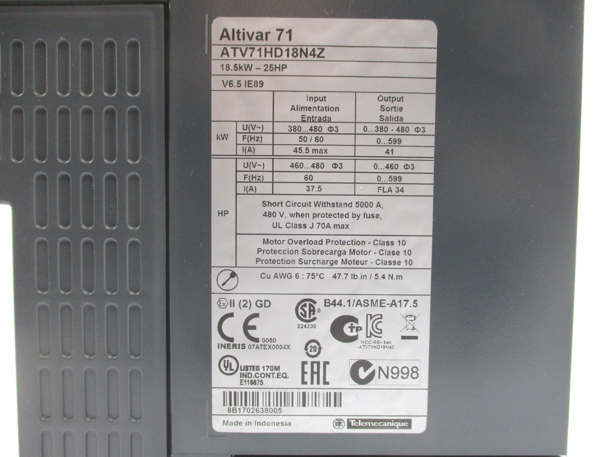SCHNEIDER ELECTRIC ATV71HD18N4Z (AS PICTURED) NSNP