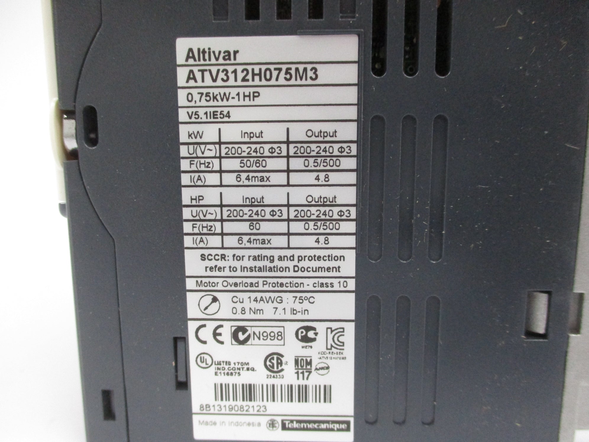 SCHNEIDER ELECTRIC ATV312H075M3 007749 NSMP