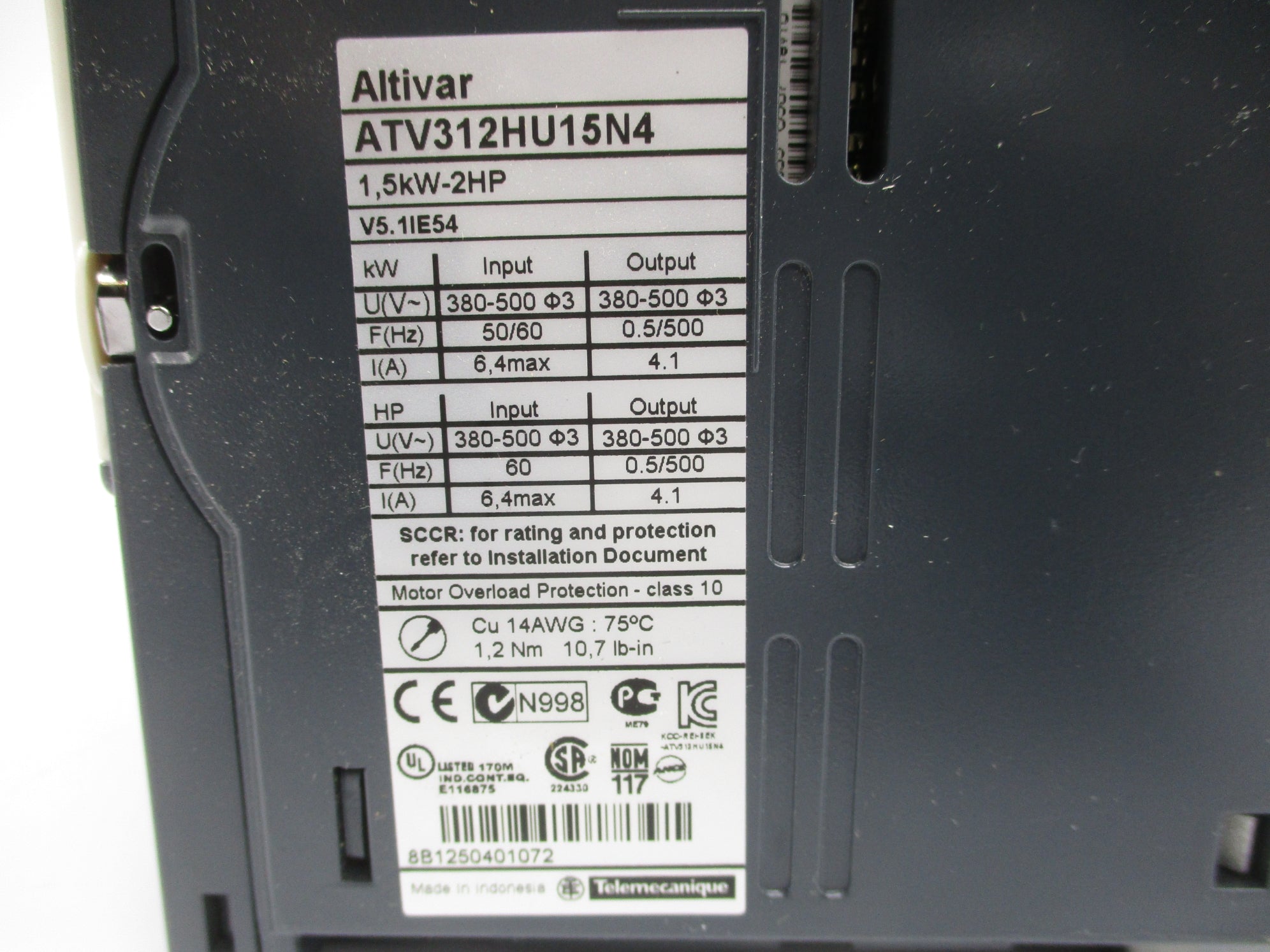 SCHNEIDER ELECTRIC ATV312HU15N4 007758 NSMP