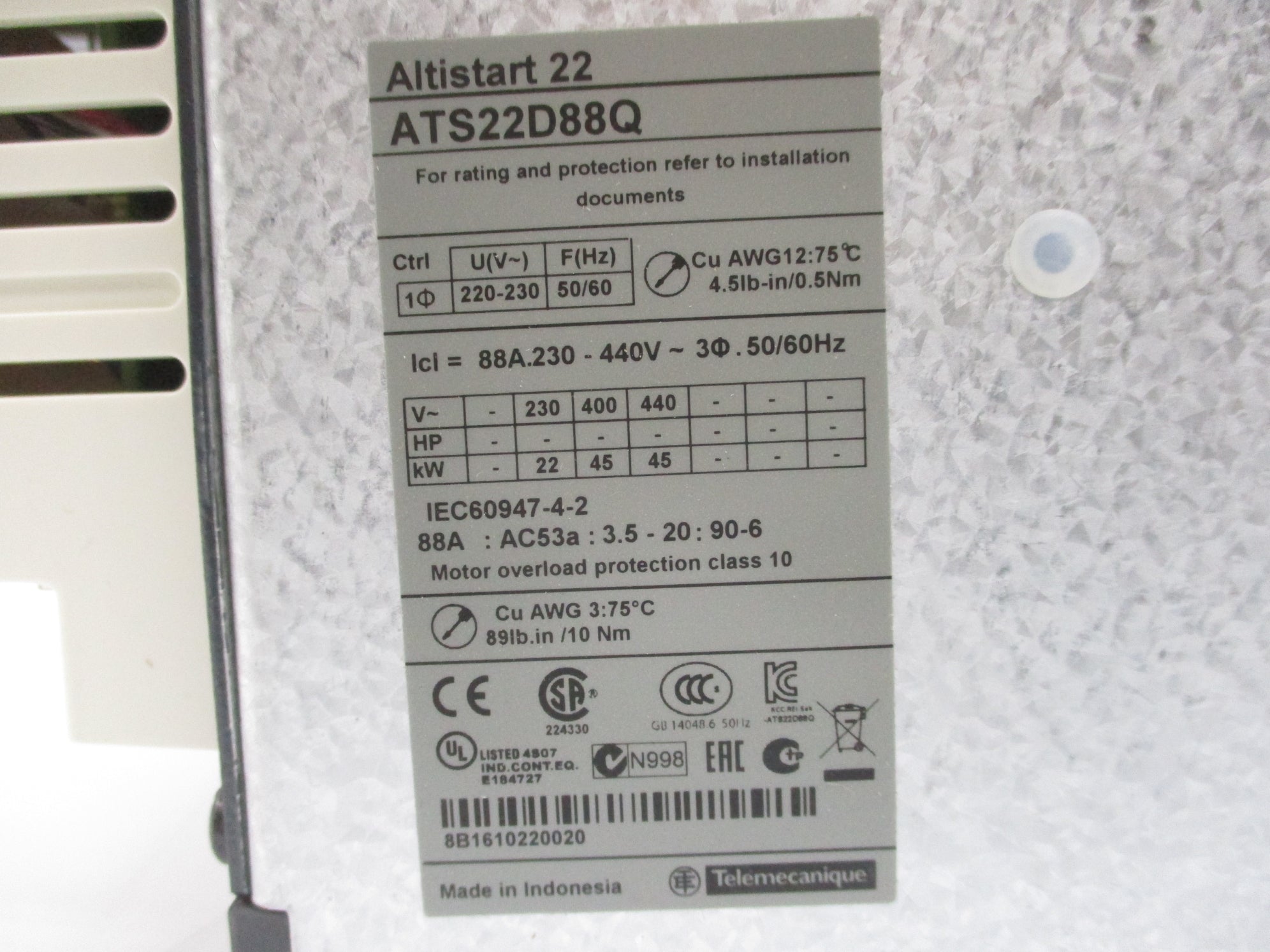 SCHNEIDER ELECTRIC ATS22D88Q 016723 NSMP