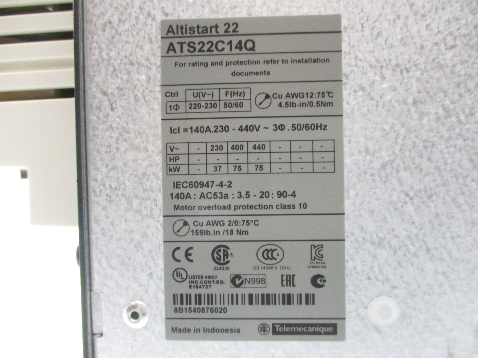 SCHNEIDER ELECTRIC ATS22C14Q 016725 NSMP