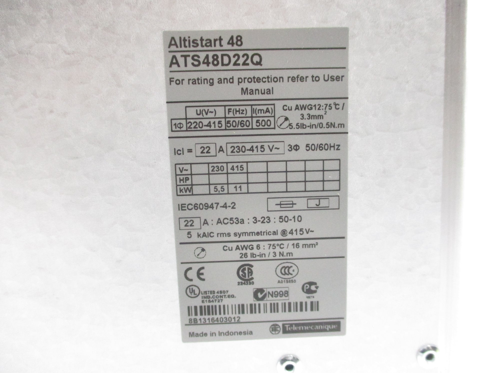 SCHNEIDER ELECTRIC ATS48D22Q NSMP