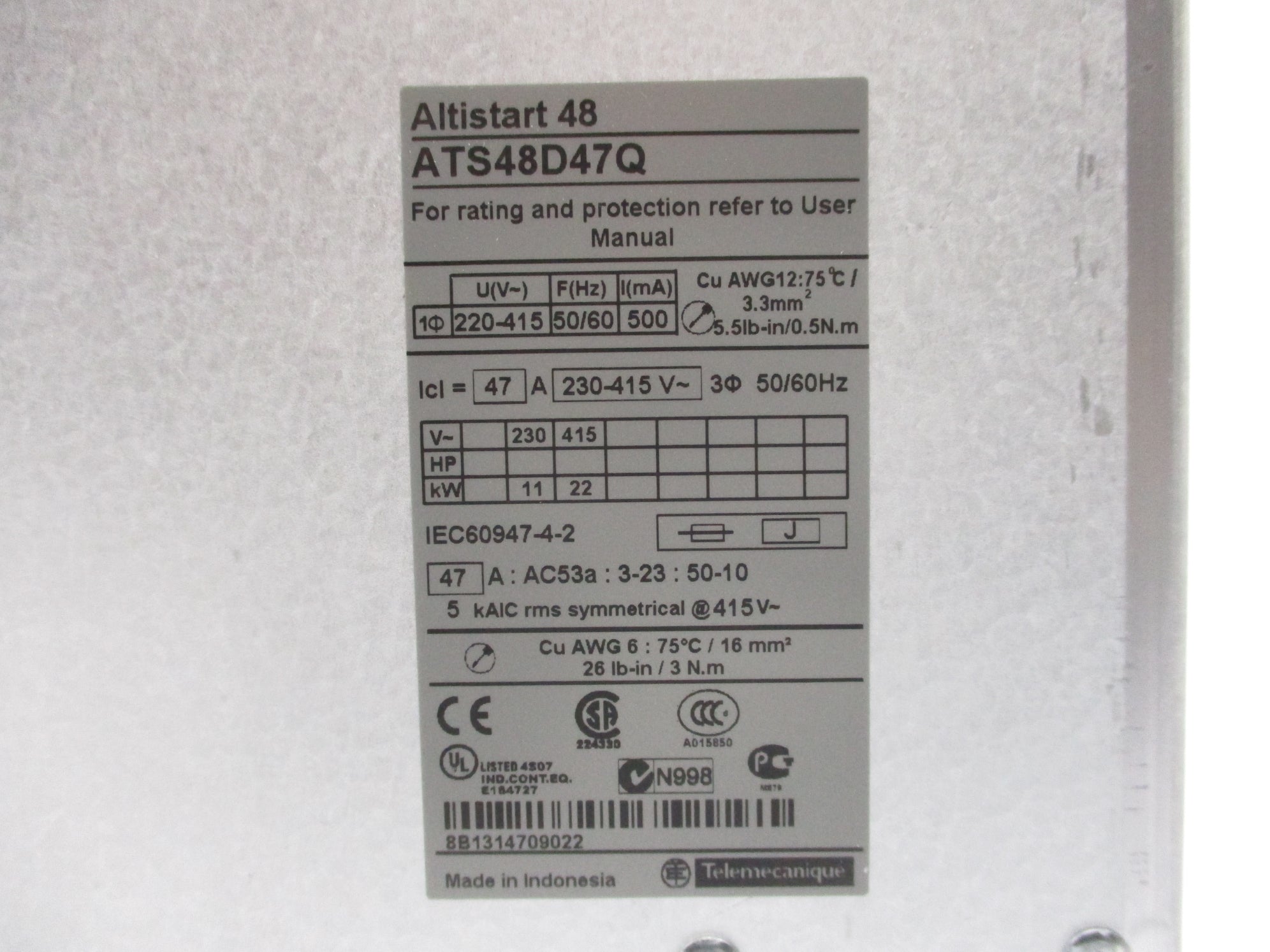 SCHNEIDER ELECTRIC ATS48D47Q 098225 NSMP