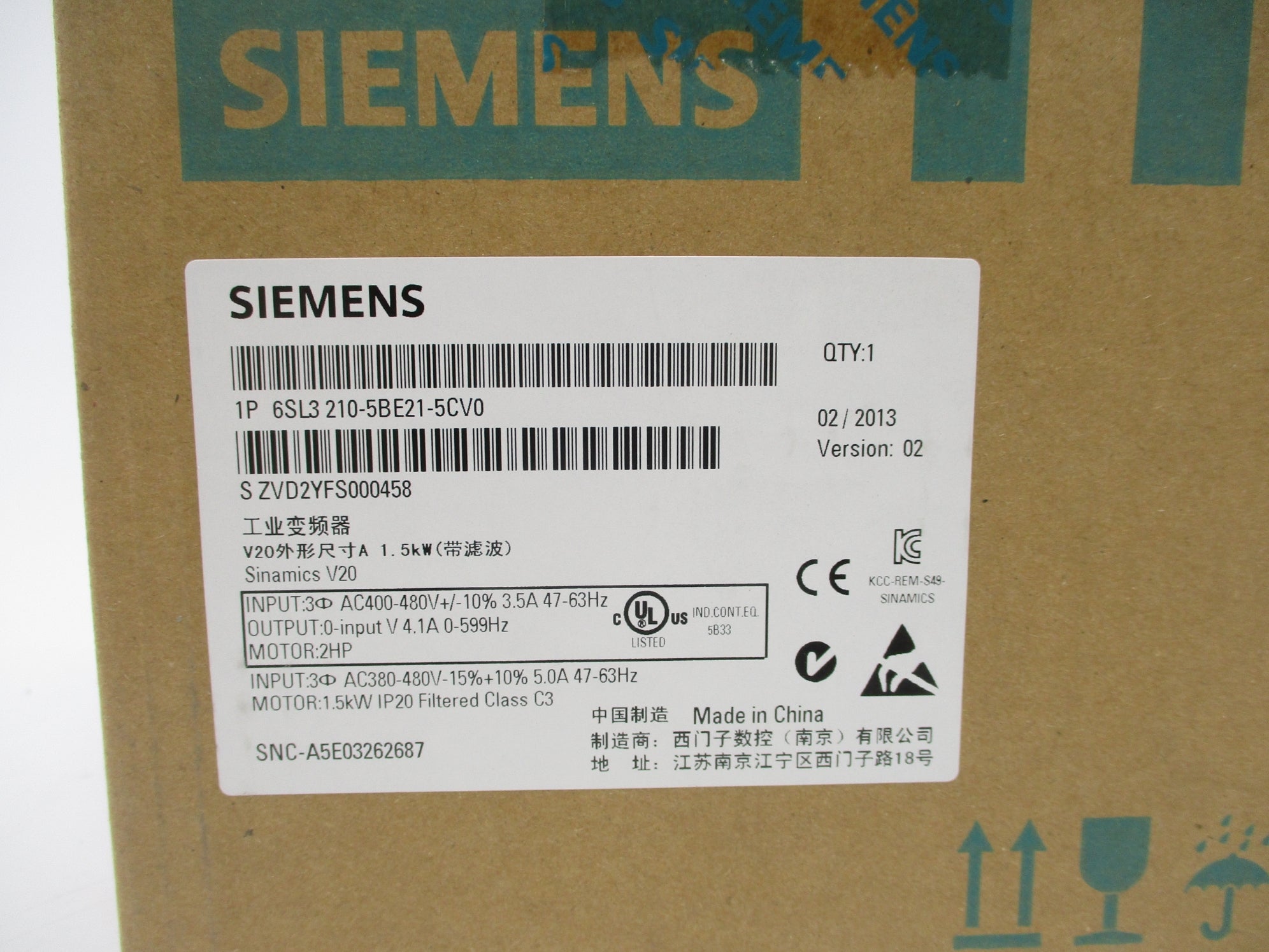 SIEMENS 6SL3210-5BE21-5CV0 NSFS