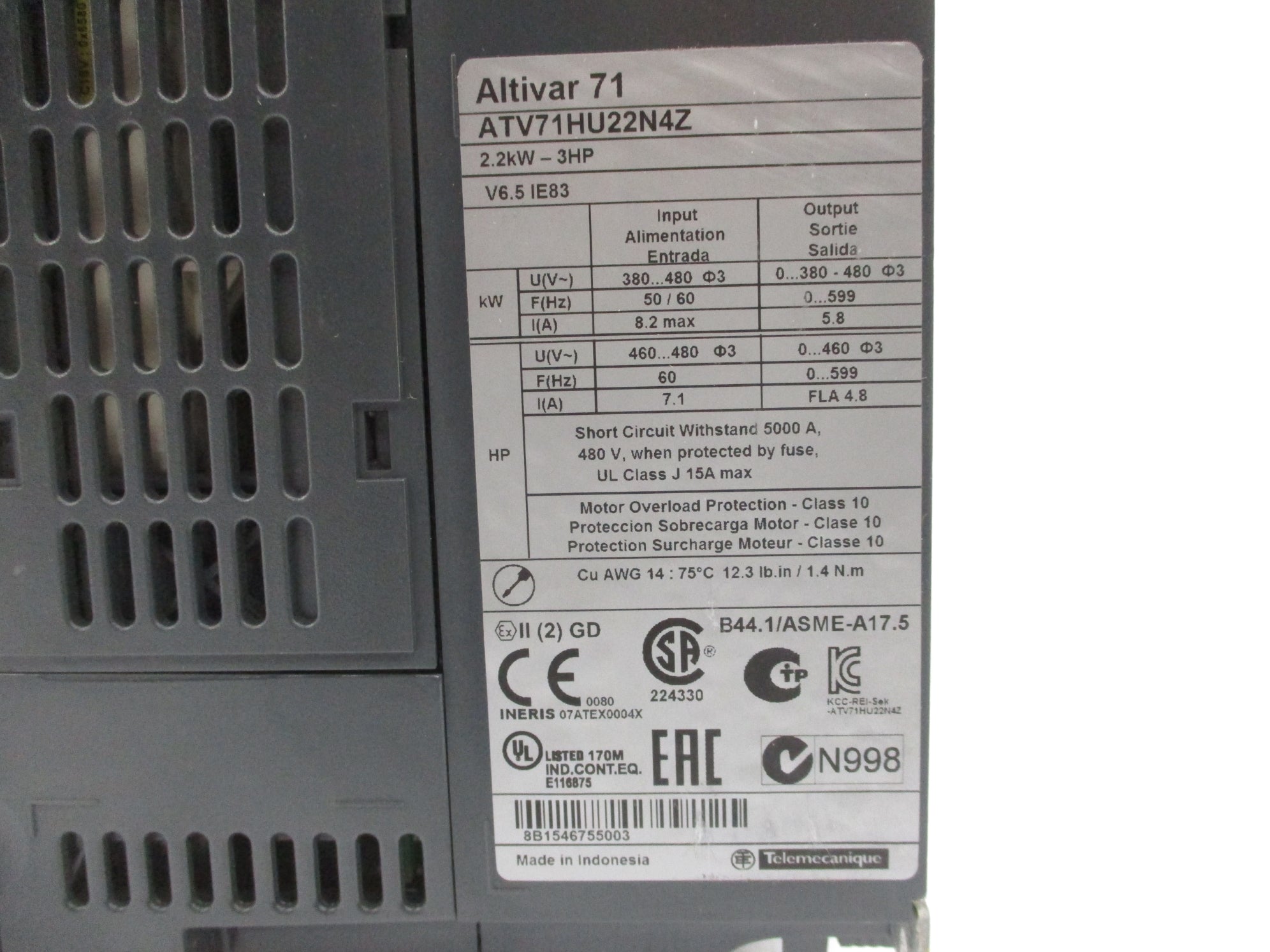 SCHNEIDER ELECTRIC ATV71HU22N4Z NSNP