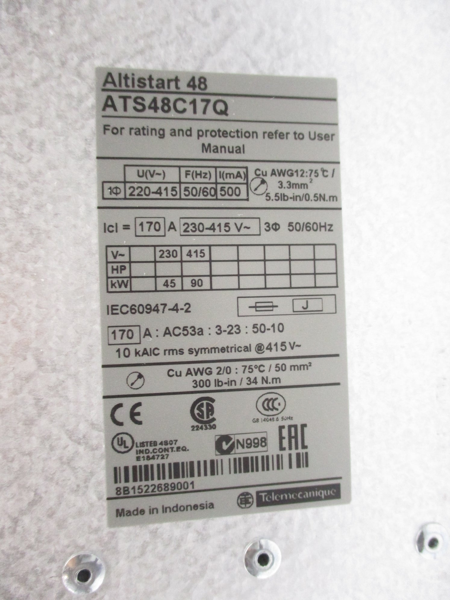 SCHNEIDER ELECTRIC ATS48C17Q NSNP