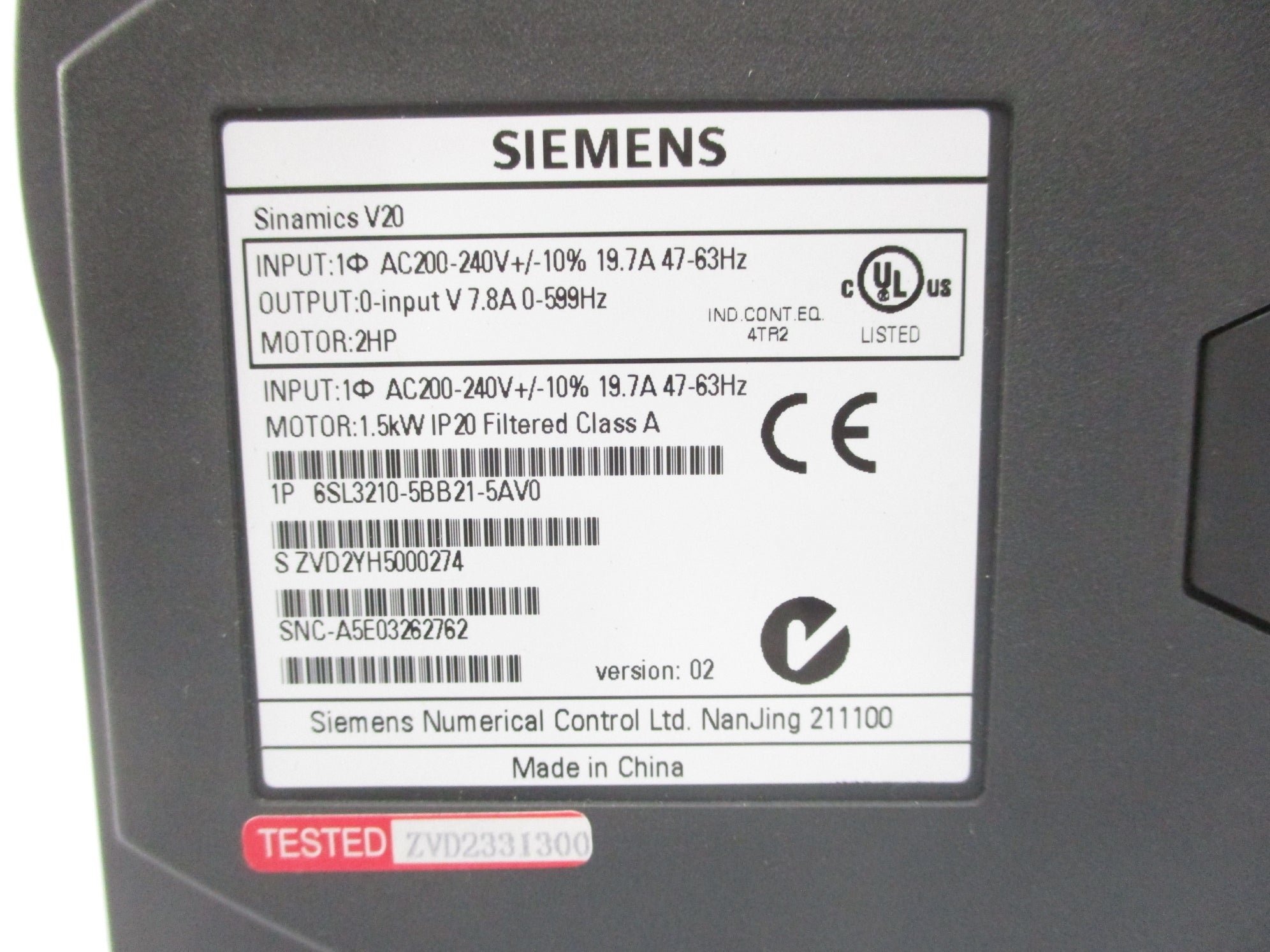 SIEMENS 6SL3210-5BB21-5AV0 NUPI