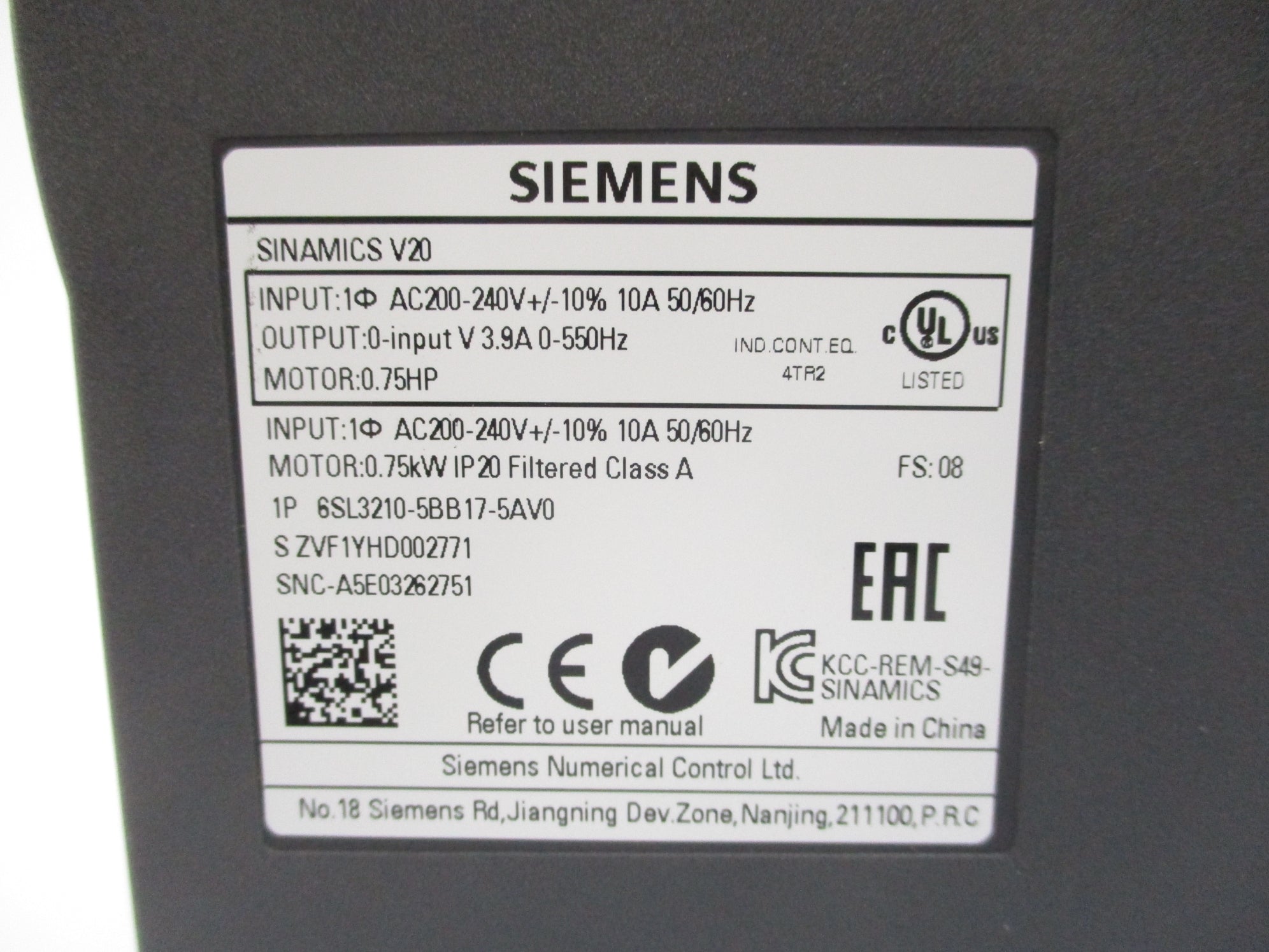 SIEMENS 6SL3210-5BB17-5AV0 NSMP