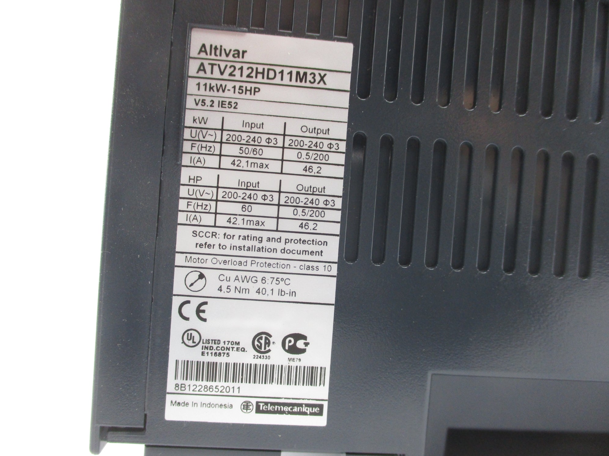 SCHNEIDER ELECTRIC ATV212HD11M3X NSMP