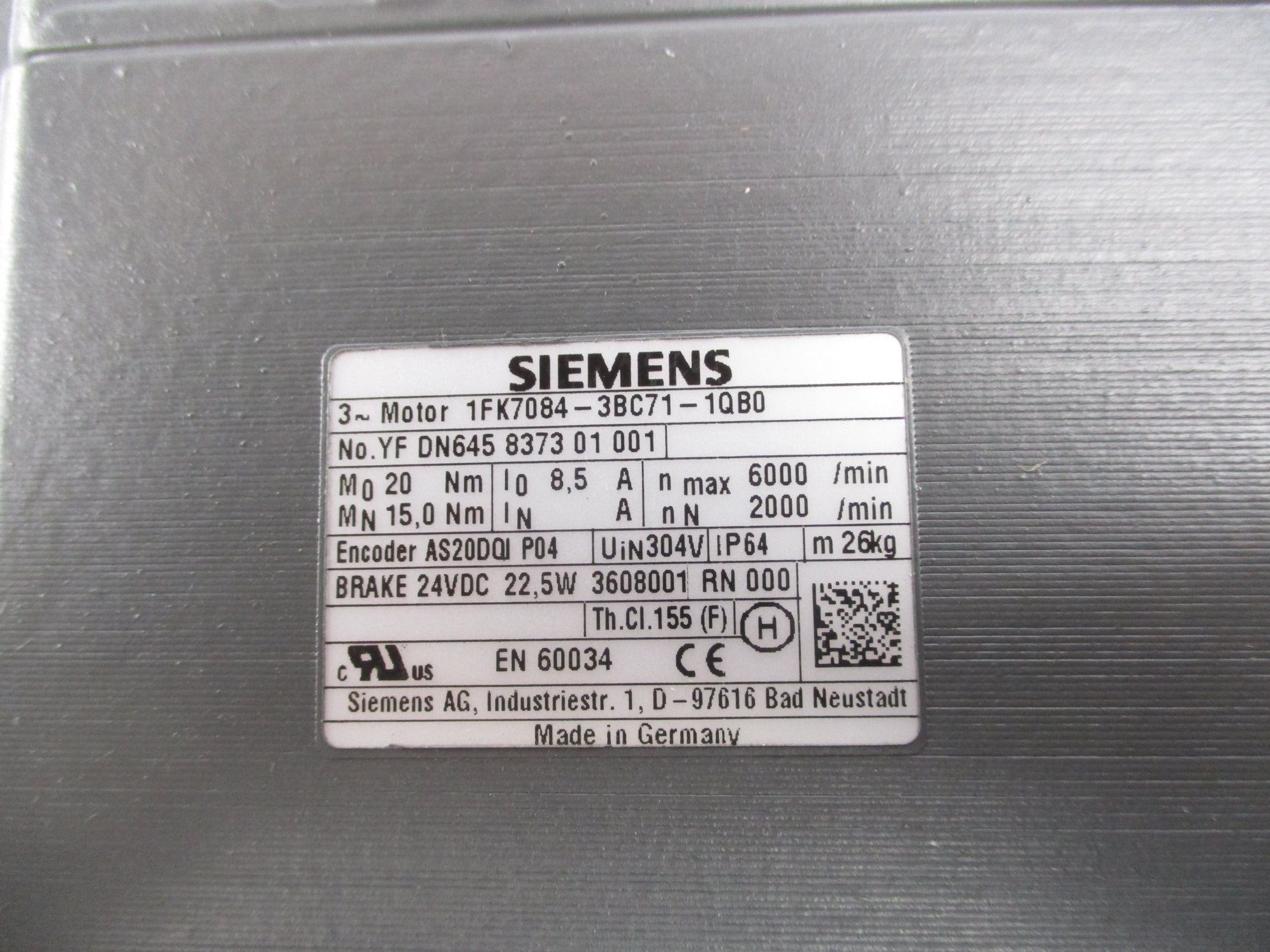 SIEMENS 1FK7084-3BC71-1QB0 NSMP