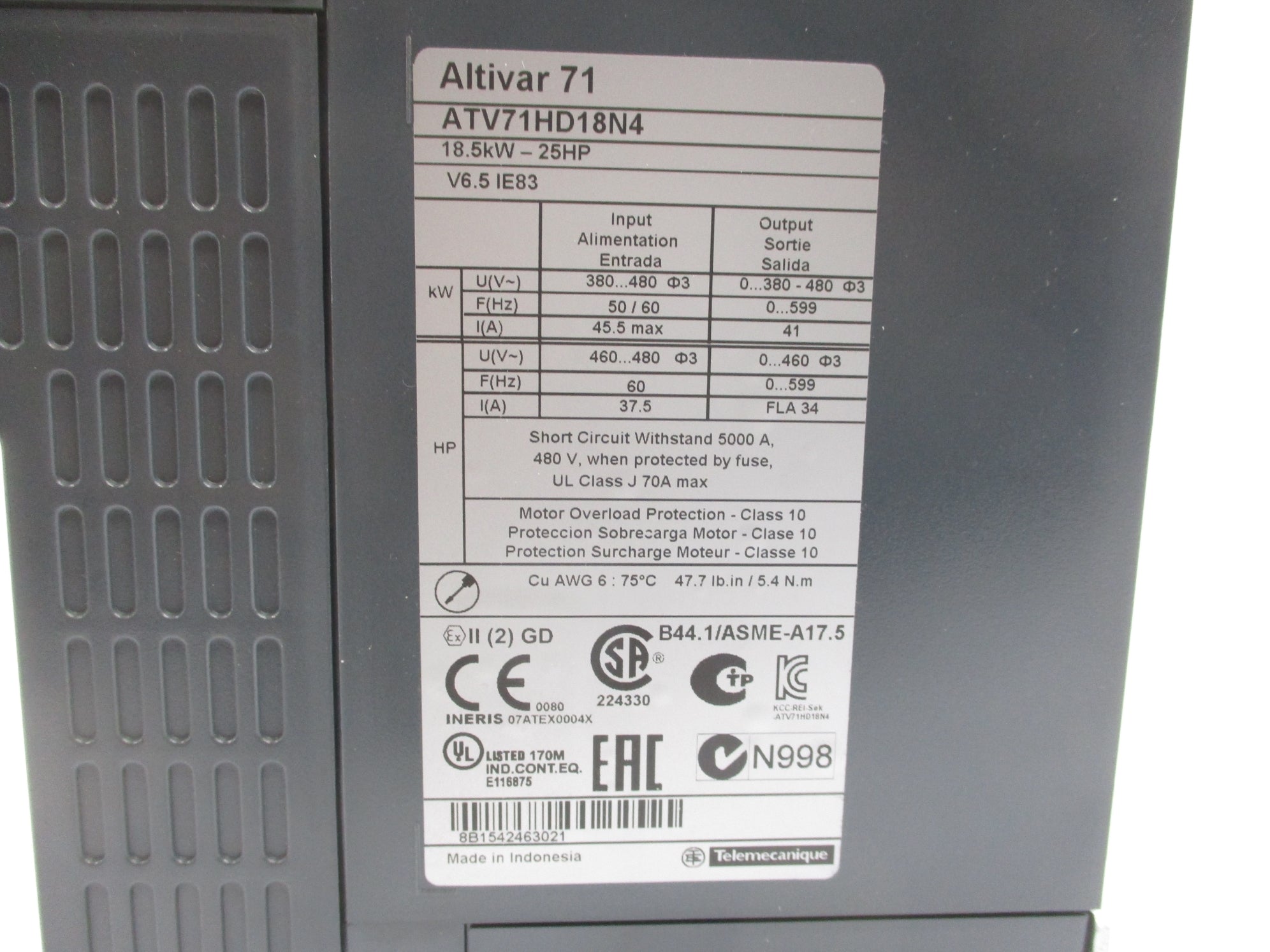 SCHNEIDER ELECTRIC ATV71HD18N4 380-480V NSNP