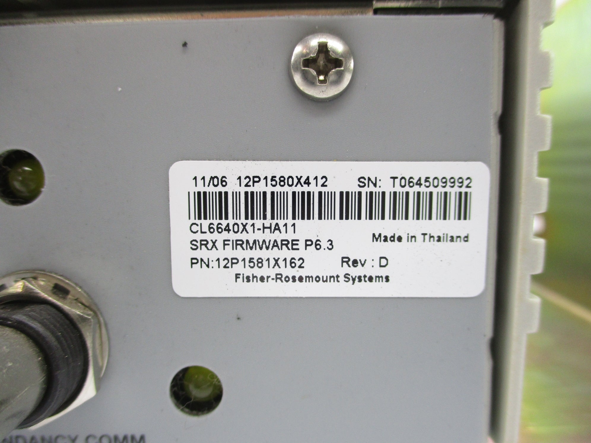 FISHER ROSEMOUNT CL6640X1-A4 12P1580X412 UNMP