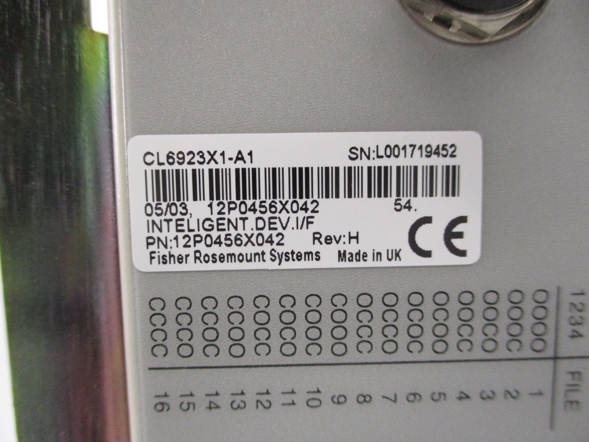 FISHER ROSEMOUNT CL6923X1-A1 12P0456X042 UNMP