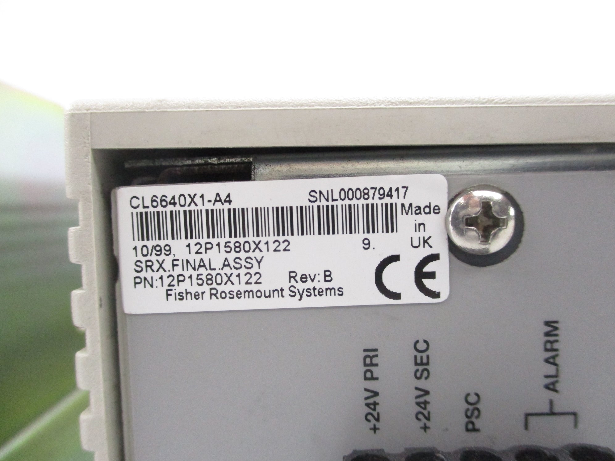 FISHER ROSEMOUNT CL6640X1-A4 12P1580X122 UNMP