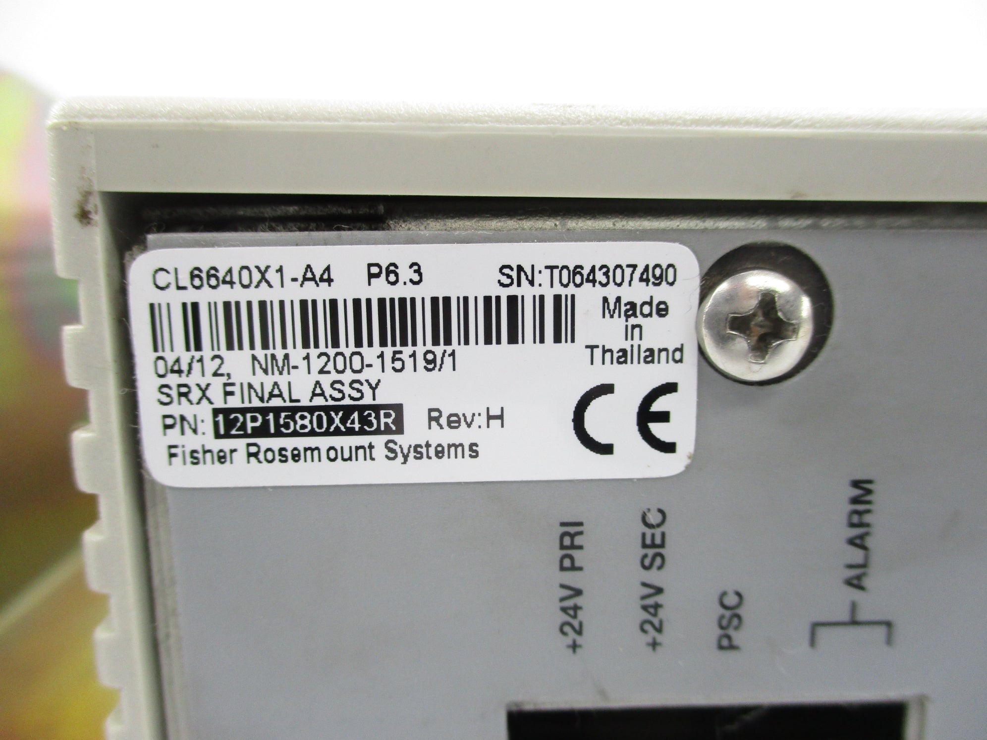 FISHER ROSEMOUNT CL6640X1-A4 12P1580X43R UNMP
