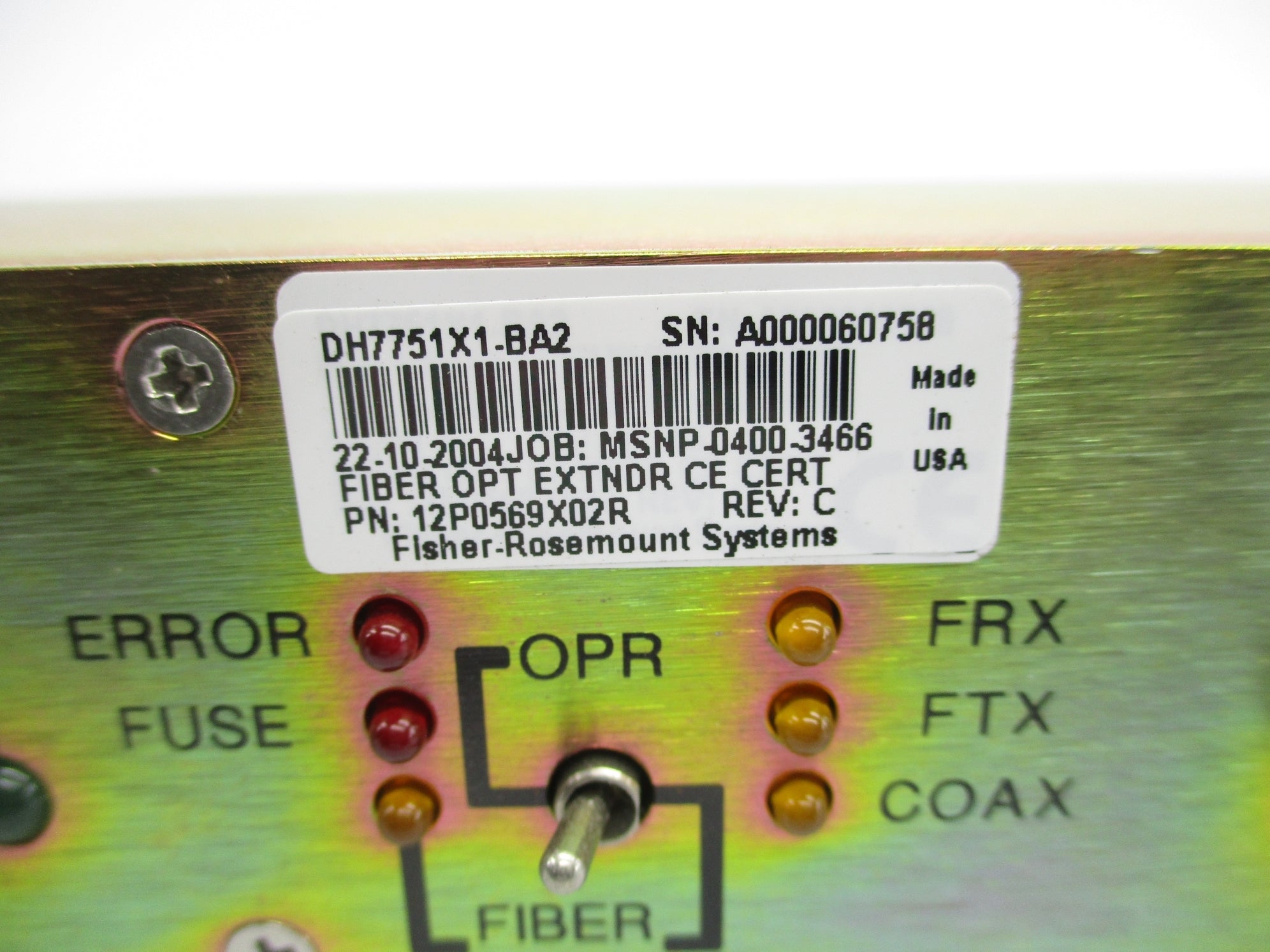 FISHER ROSEMOUNT DH7751X1-BA2 12P0569X02R UNMP