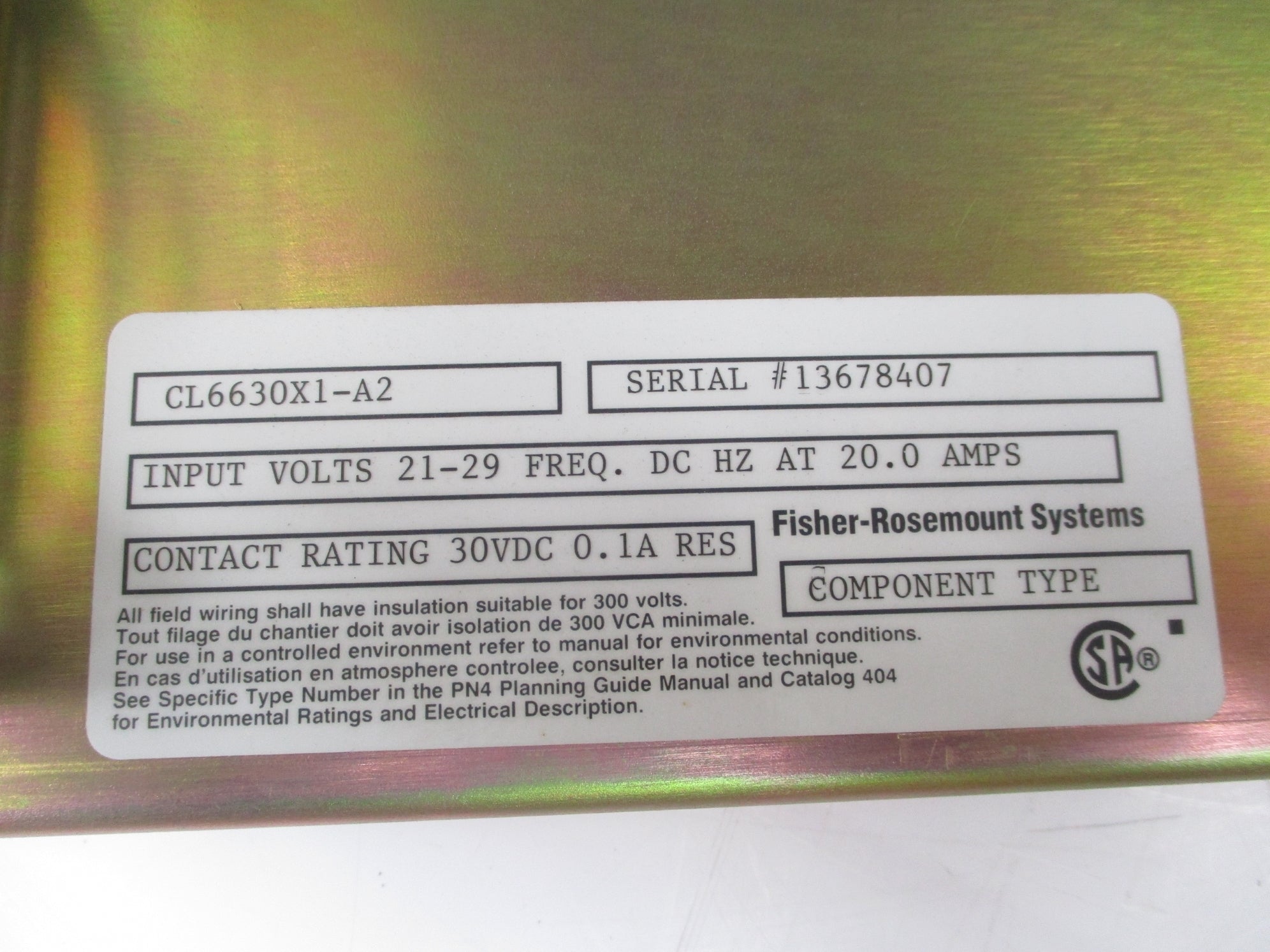 FISHER ROSEMOUNT CL6630X1-A2 UNMP