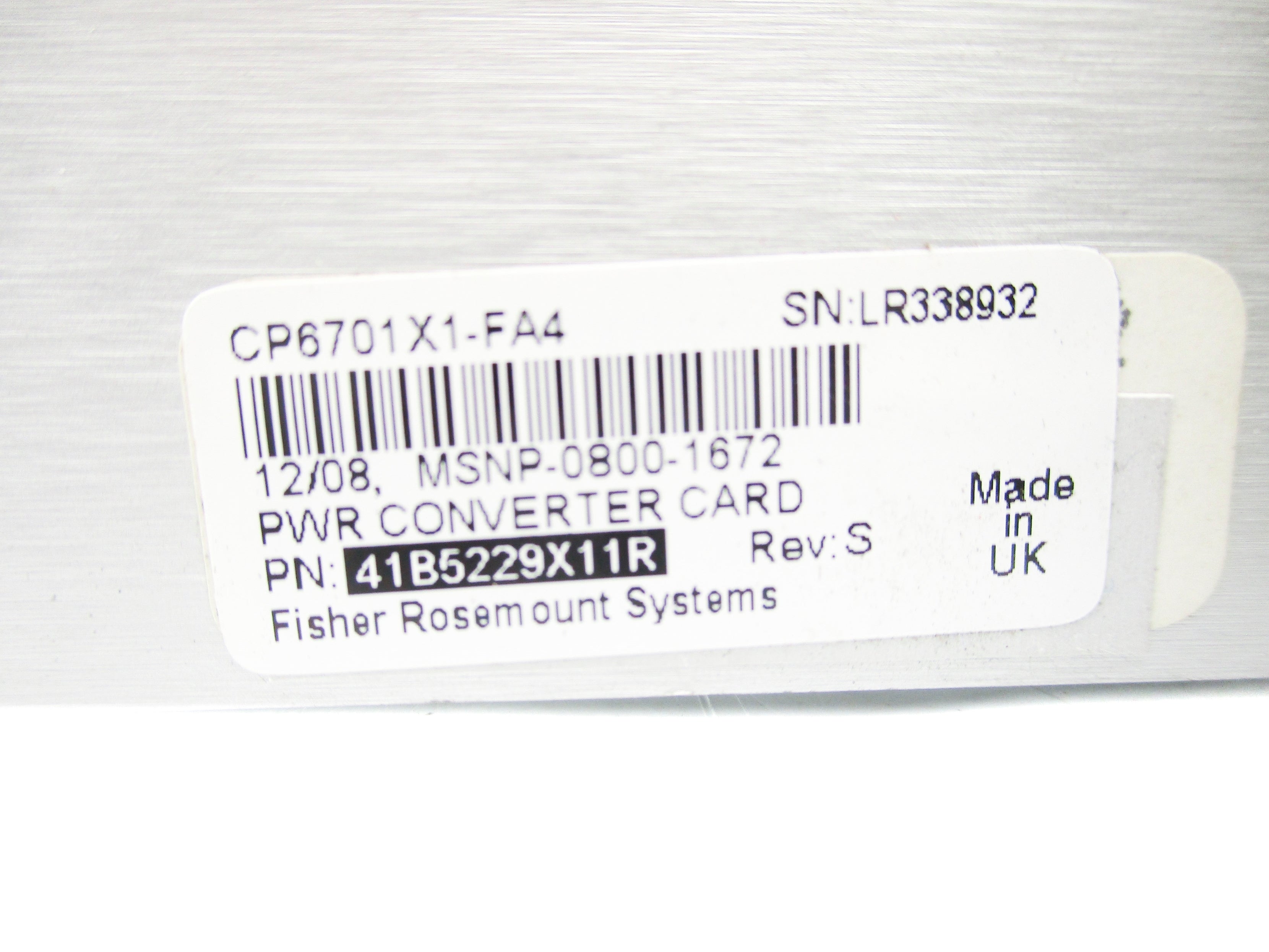 FISHER ROSEMOUNT CP6701X1-FA4 41B5229X11R REV. S UNMP