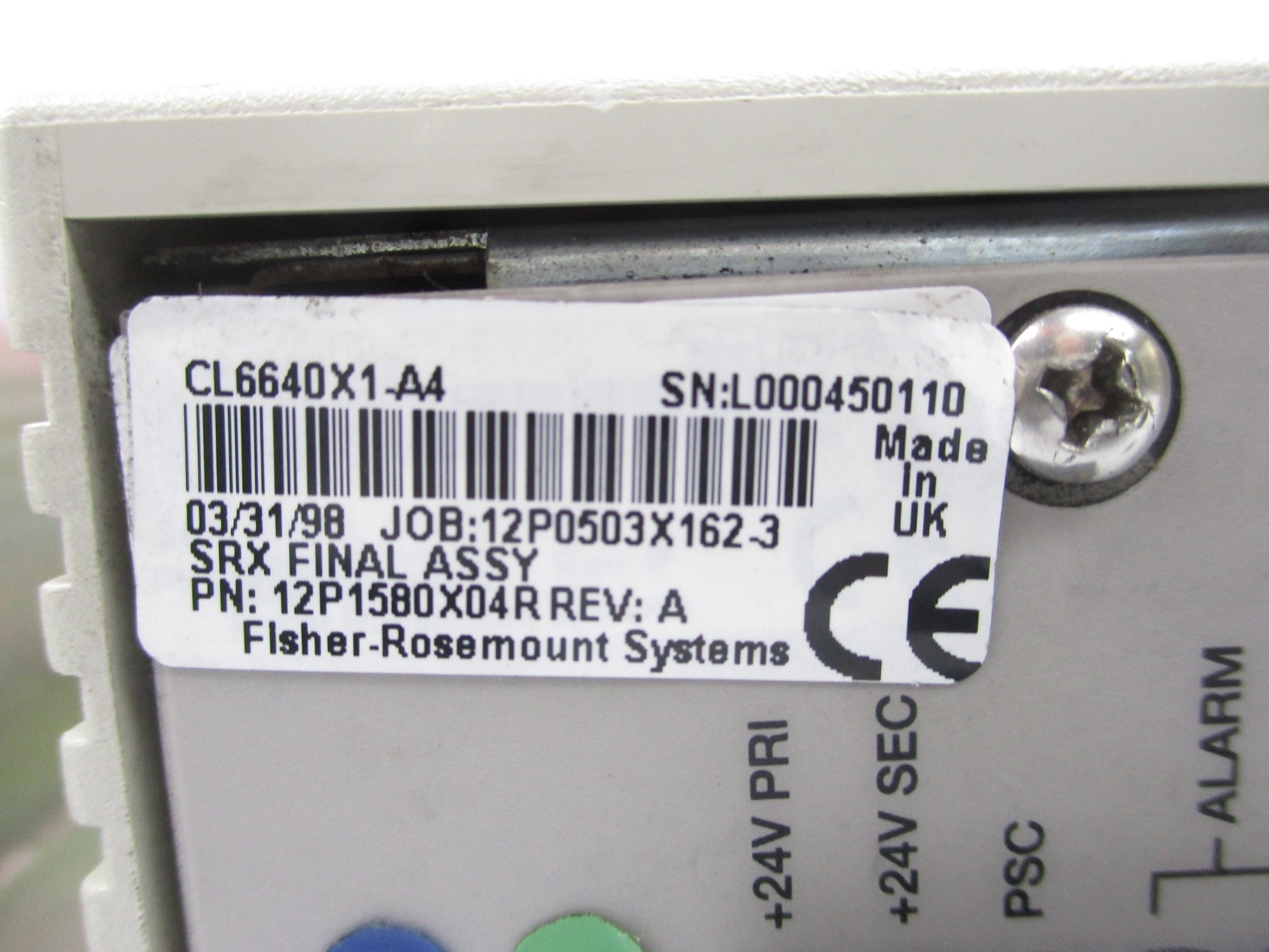 FISHER ROSEMOUNT CL6640X1-A4 12P1580X04R UNMP