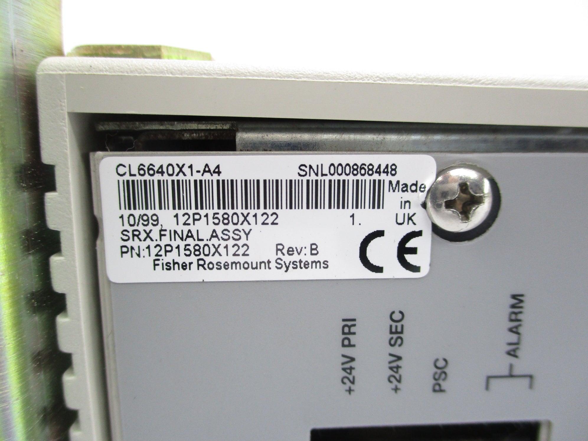 FISHER ROSEMOUNT CL6640X1-A4 12P1580X122 (AS PICTURED) UNMP