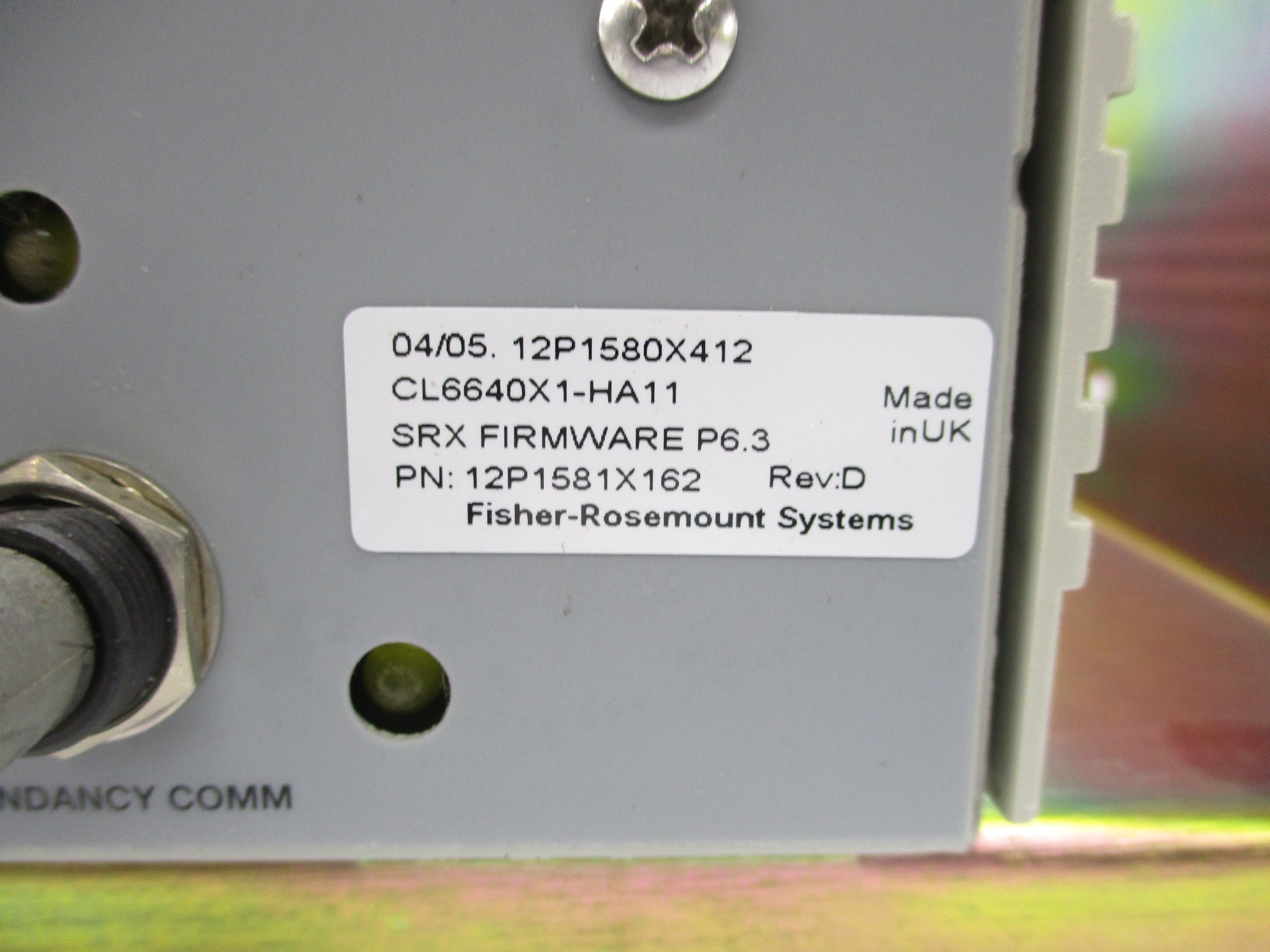 FISHER ROSEMOUNT CL6640X1-A4 12P1580X43R UNMP