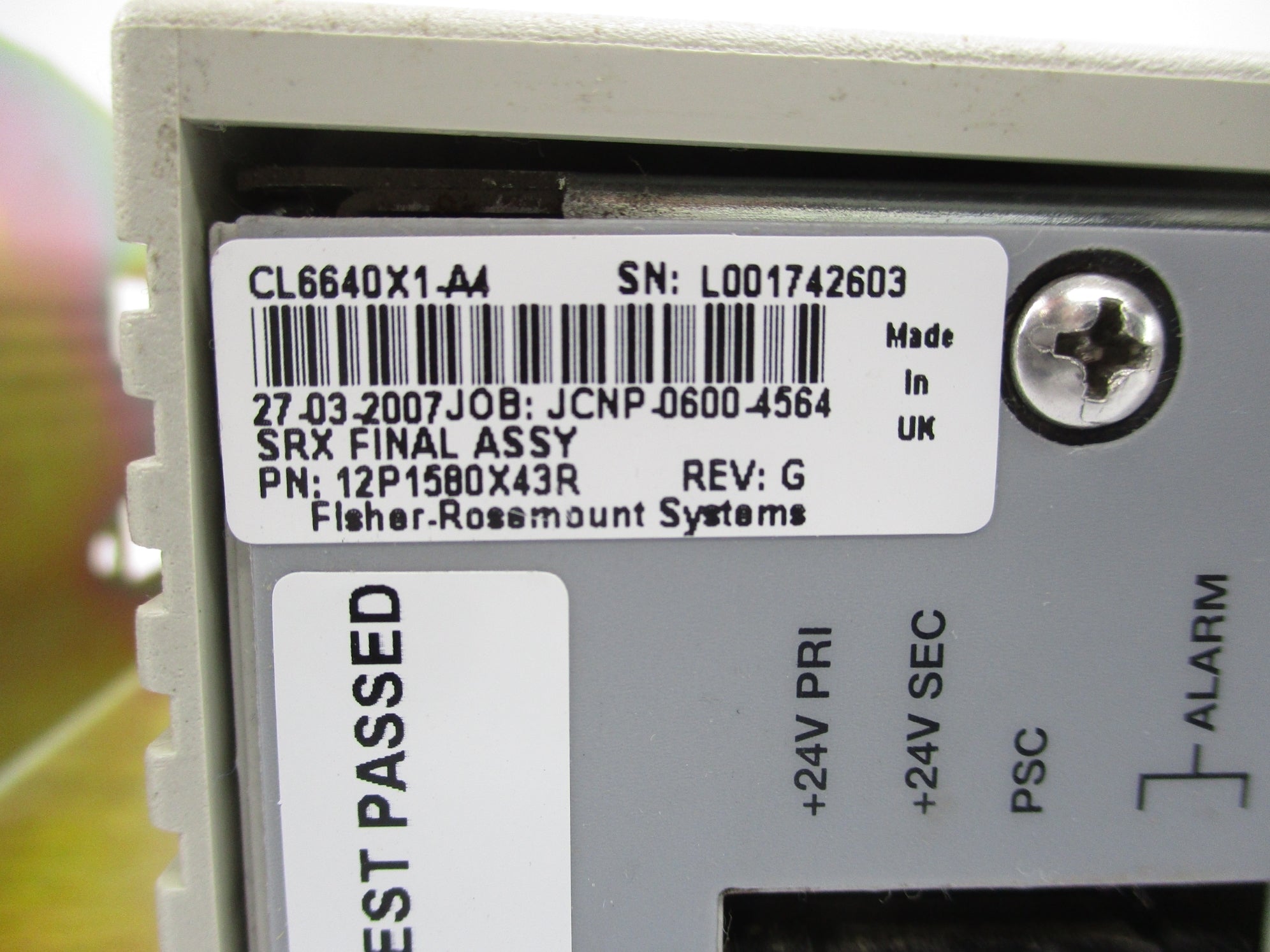 FISHER ROSEMOUNT CL6640X1-A4 12P1580X43R UNMP