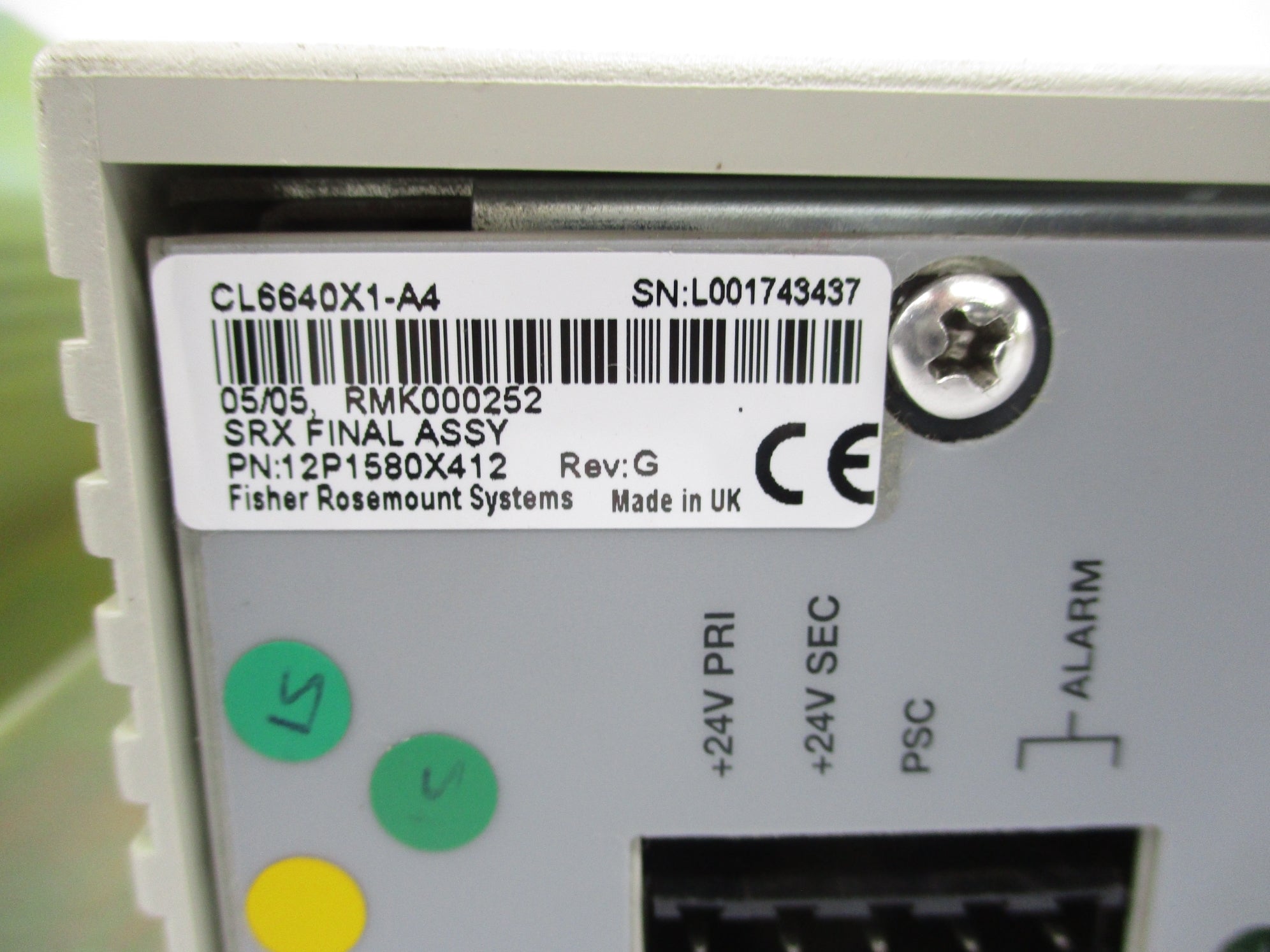 FISHER ROSEMOUNT CL6640X1-A4 12P1580X412 UNMP