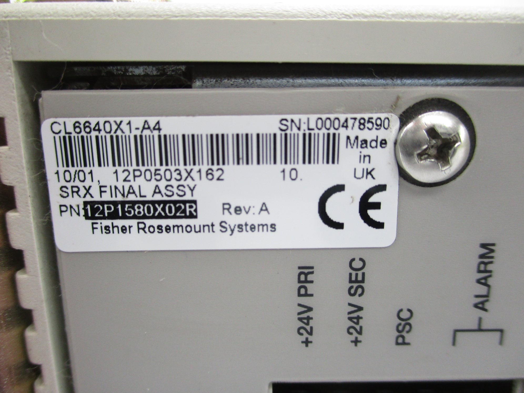 FISHER ROSEMOUNT CL6640X1-A4 12P1580X02R UNMP