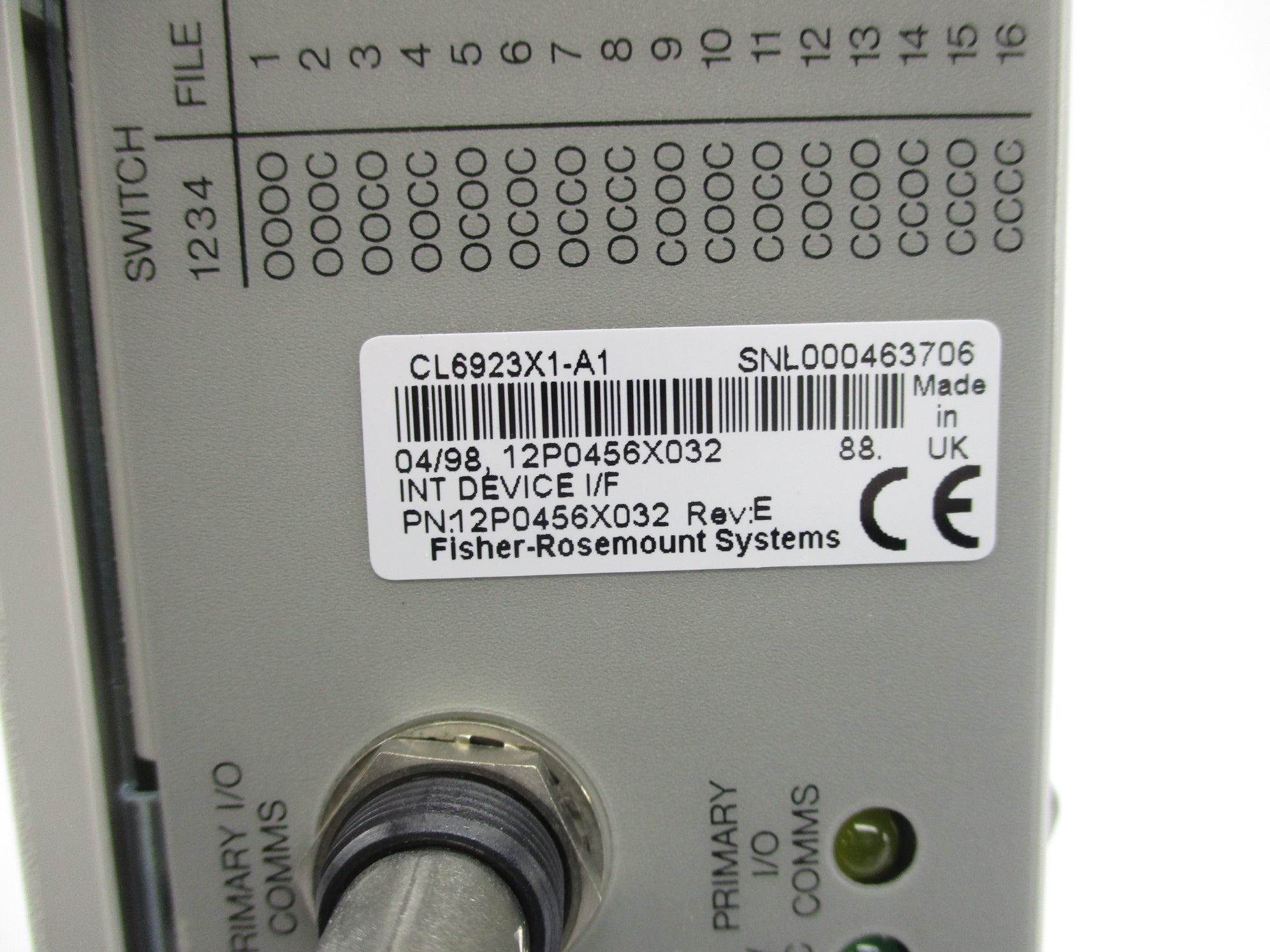 FISHER ROSEMOUNT CL6923X1-A1 12P0456X032 UNMP