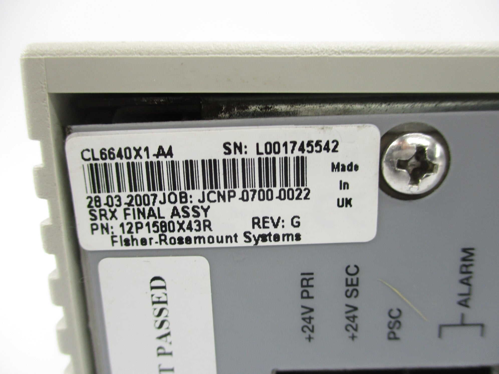 FISHER ROSEMOUNT CL6640X1-A4 12P1580X43R (AS PICTURED) UNMP