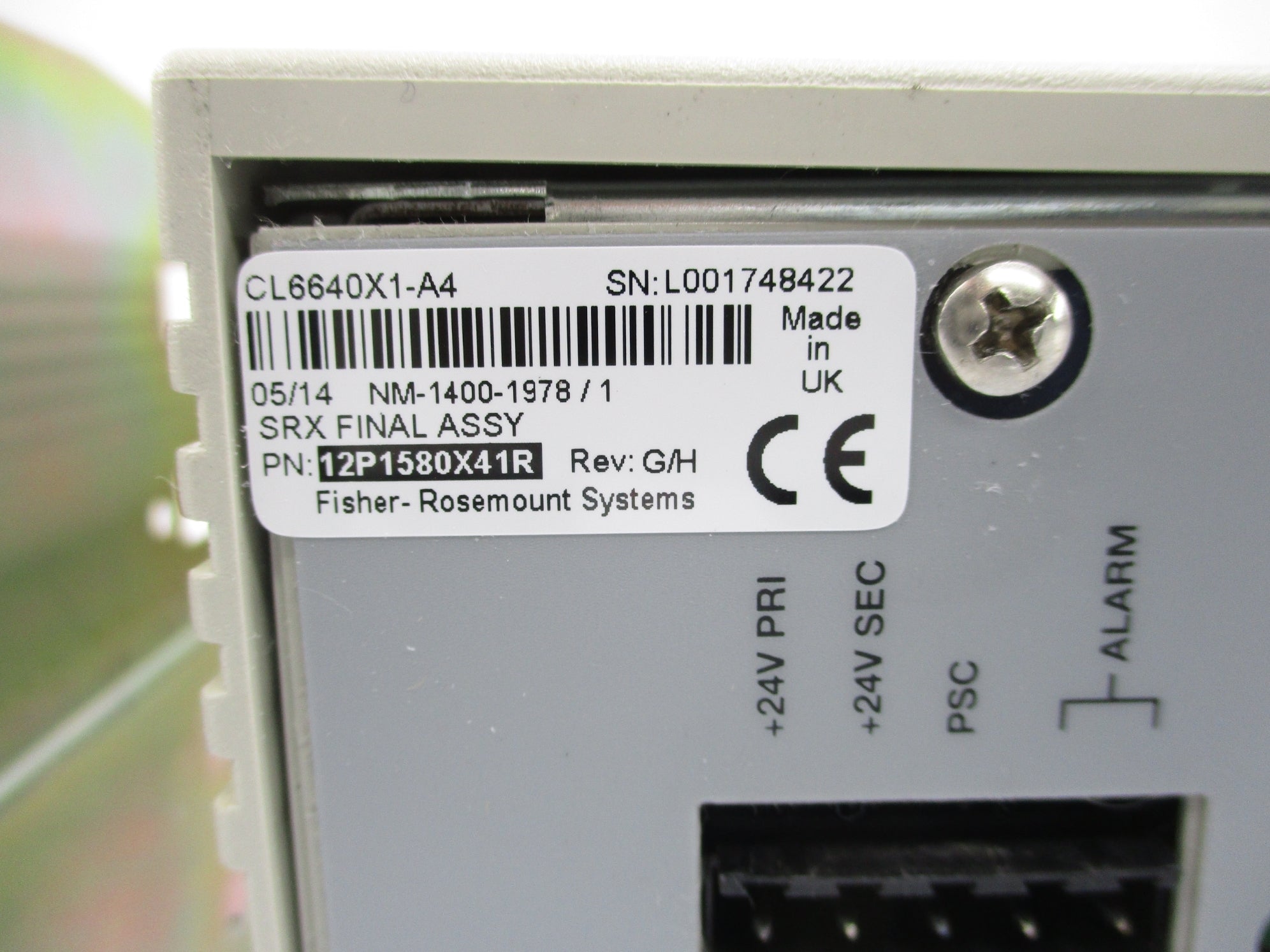 FISHER ROSEMOUNT CL6640X1-A4 12P1580X41R UNMP