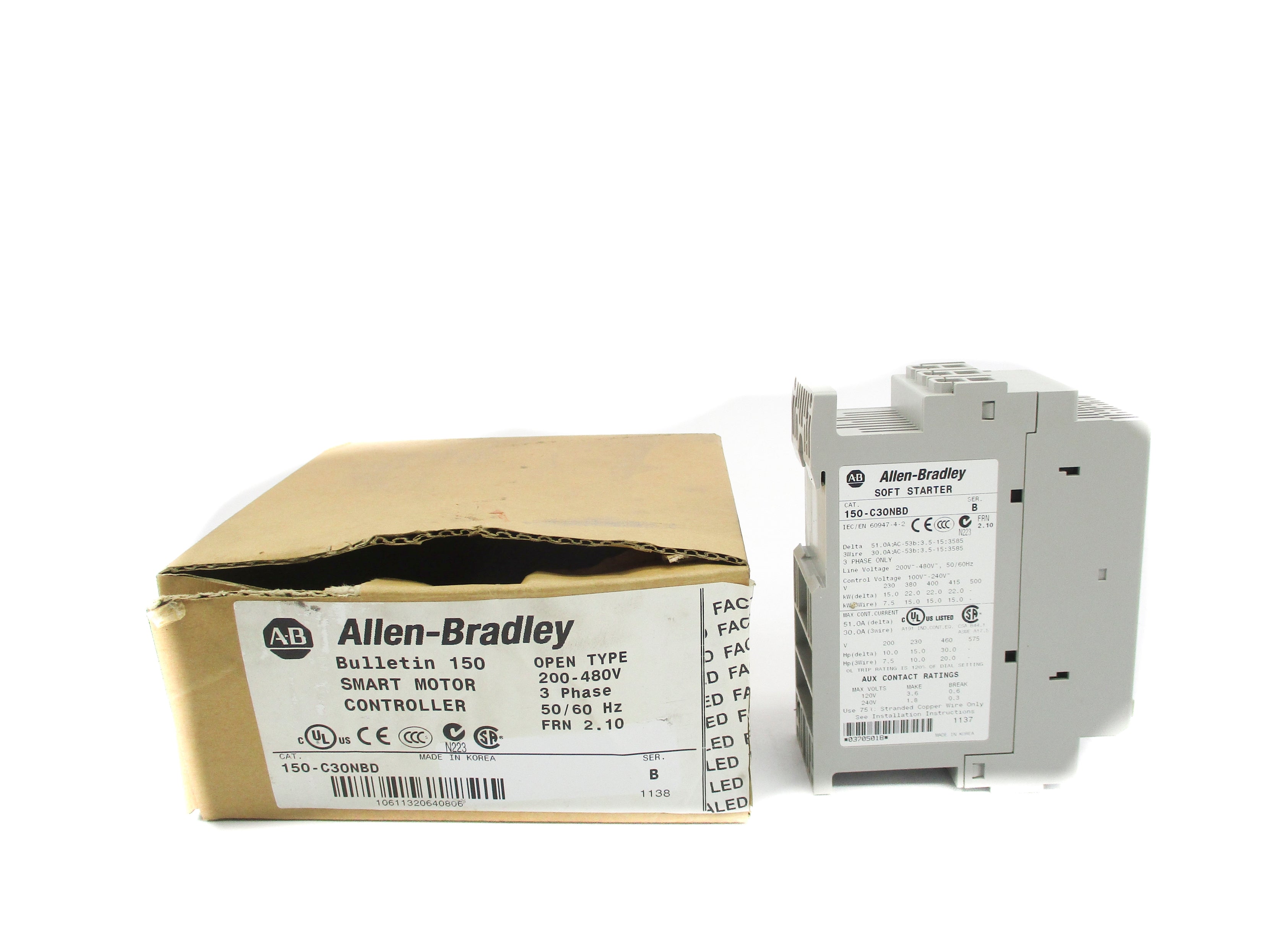 ALLEN BRADLEY 150-C30NBD SER. B F/W 2.10 (BR/WH) NSMP