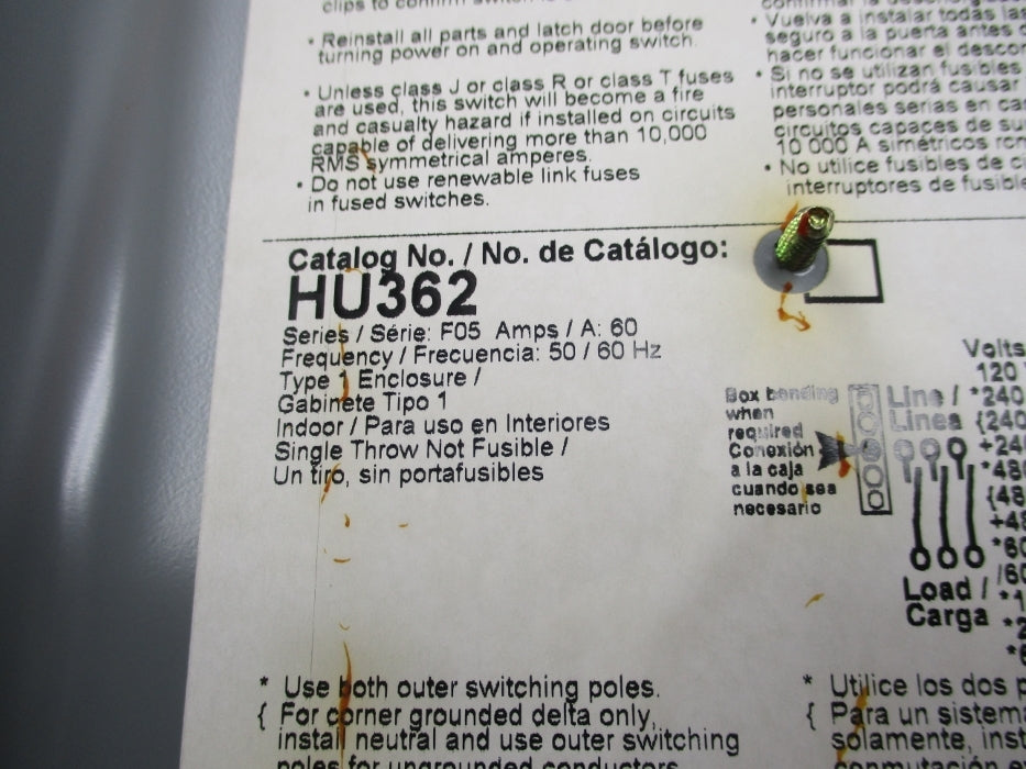 SQUARE D HU362 SER. F05 NSMP