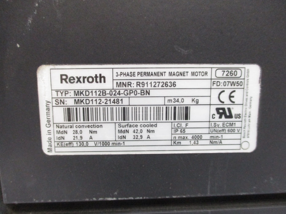 REXROTH R911272636 MKD112B-024-GP0-BN NSNP