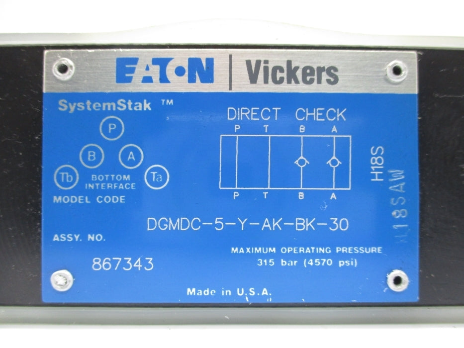 VICKERS DGMDC-5-Y-AK-BK-30 4570PSI NSNP