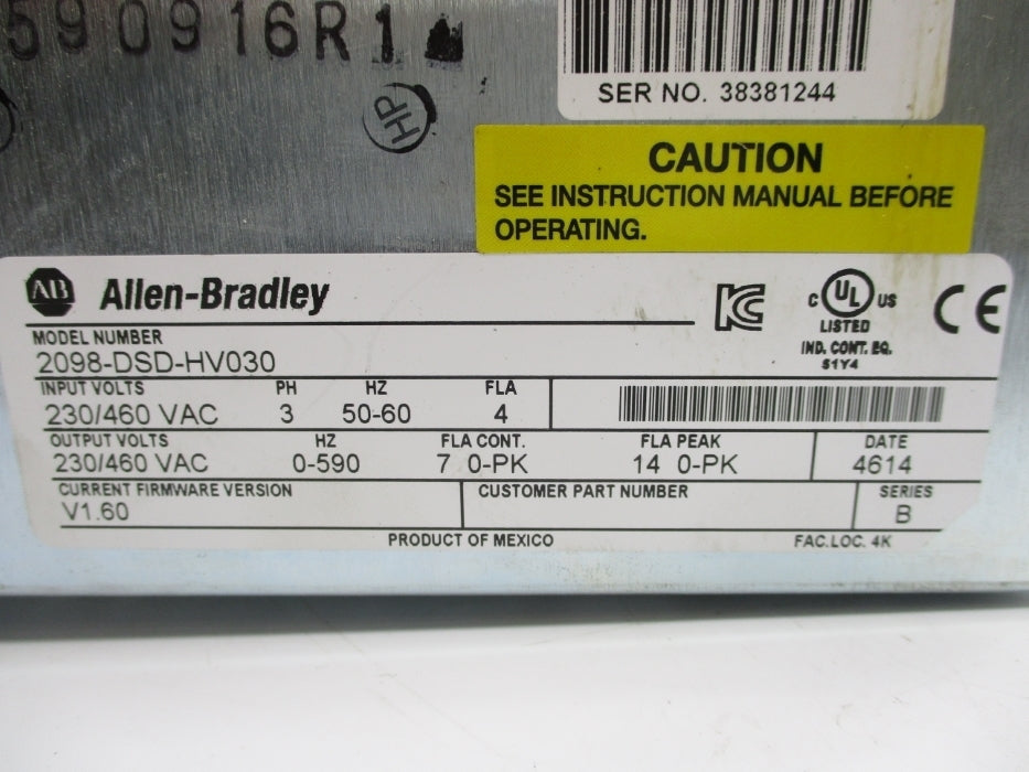INDUSTRIAL SPARE PART 2098DSDHV030 SER. B F/W V1.06 REMAN