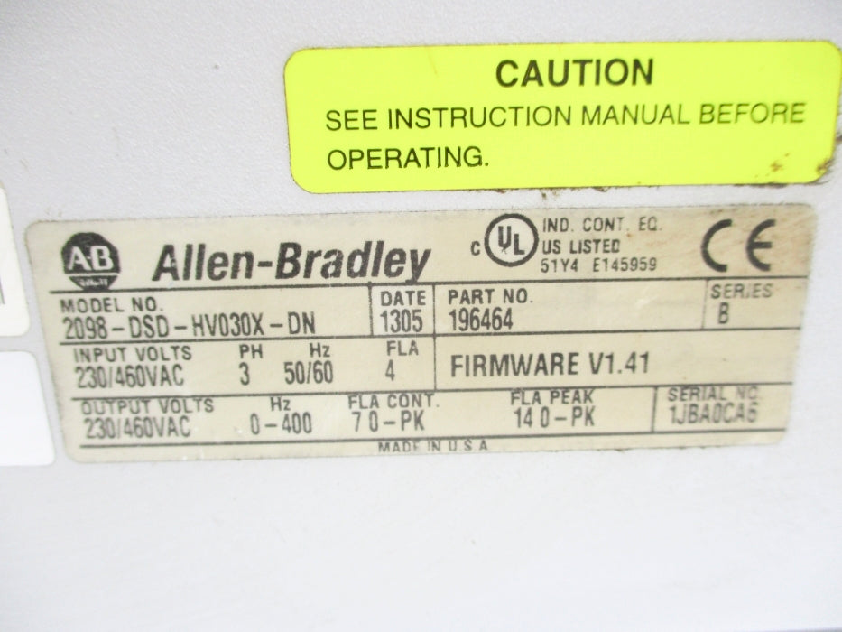 INDUSTRIAL SPARE PART 2098-DSD-HV030X-DN SER. B F/W 1.41 UNMP