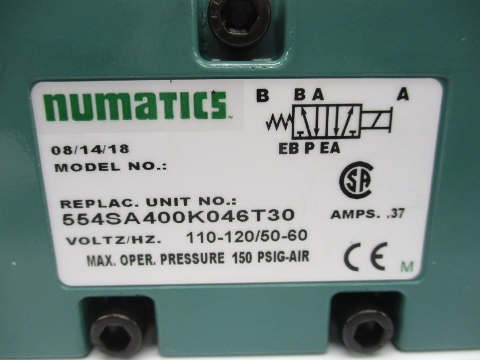 NUMATICS 554SA400K046T30 120V 150PSI NSNP