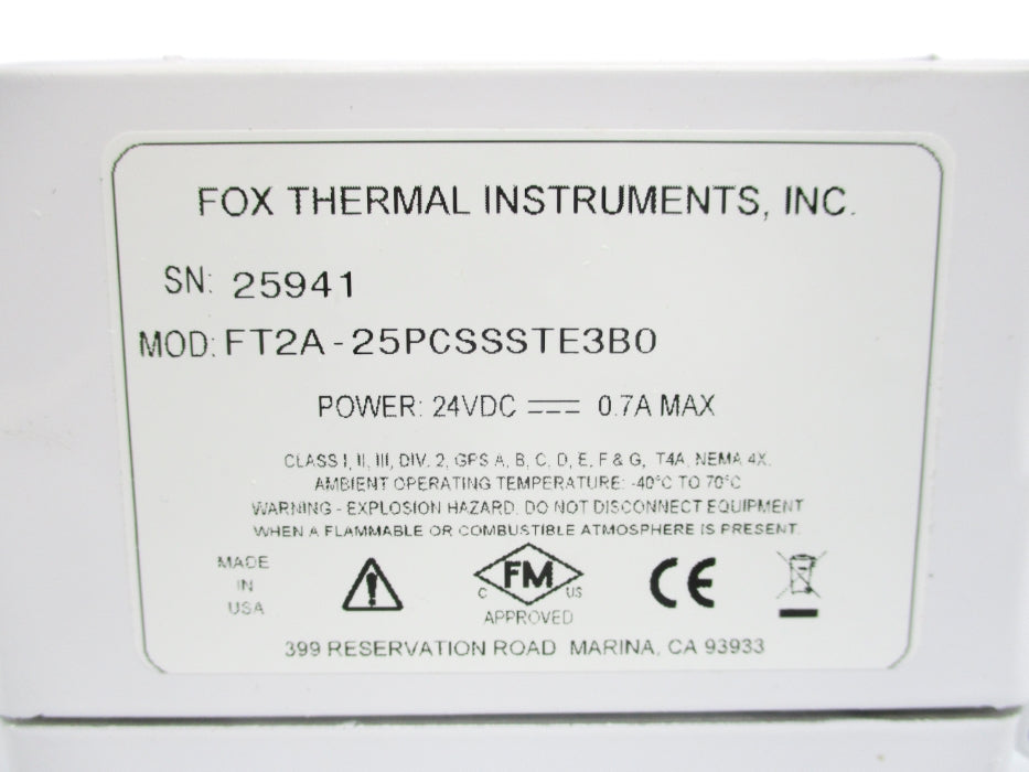 FOX THERMAL INSTRUMENTS FT2A-25PCSSSTE3B0 NSNP