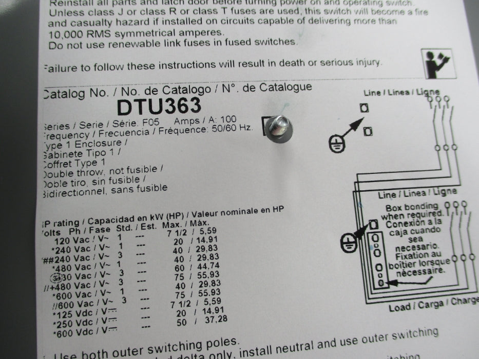 SQUARE D DTU363 SER. F05 NSNP