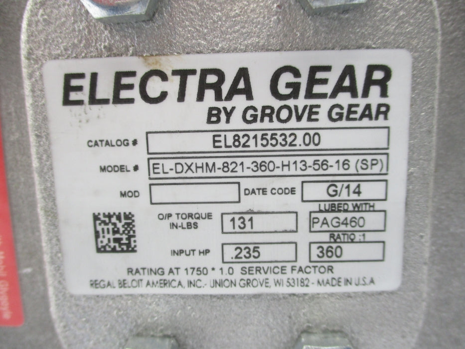 GROVE GEAR EL-DXHM-821-360-H13-56-16(SP) NSNP