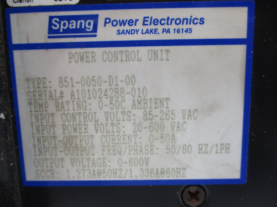 SPANG 851-0050-D1-00 (AS PICTURED) REMAN